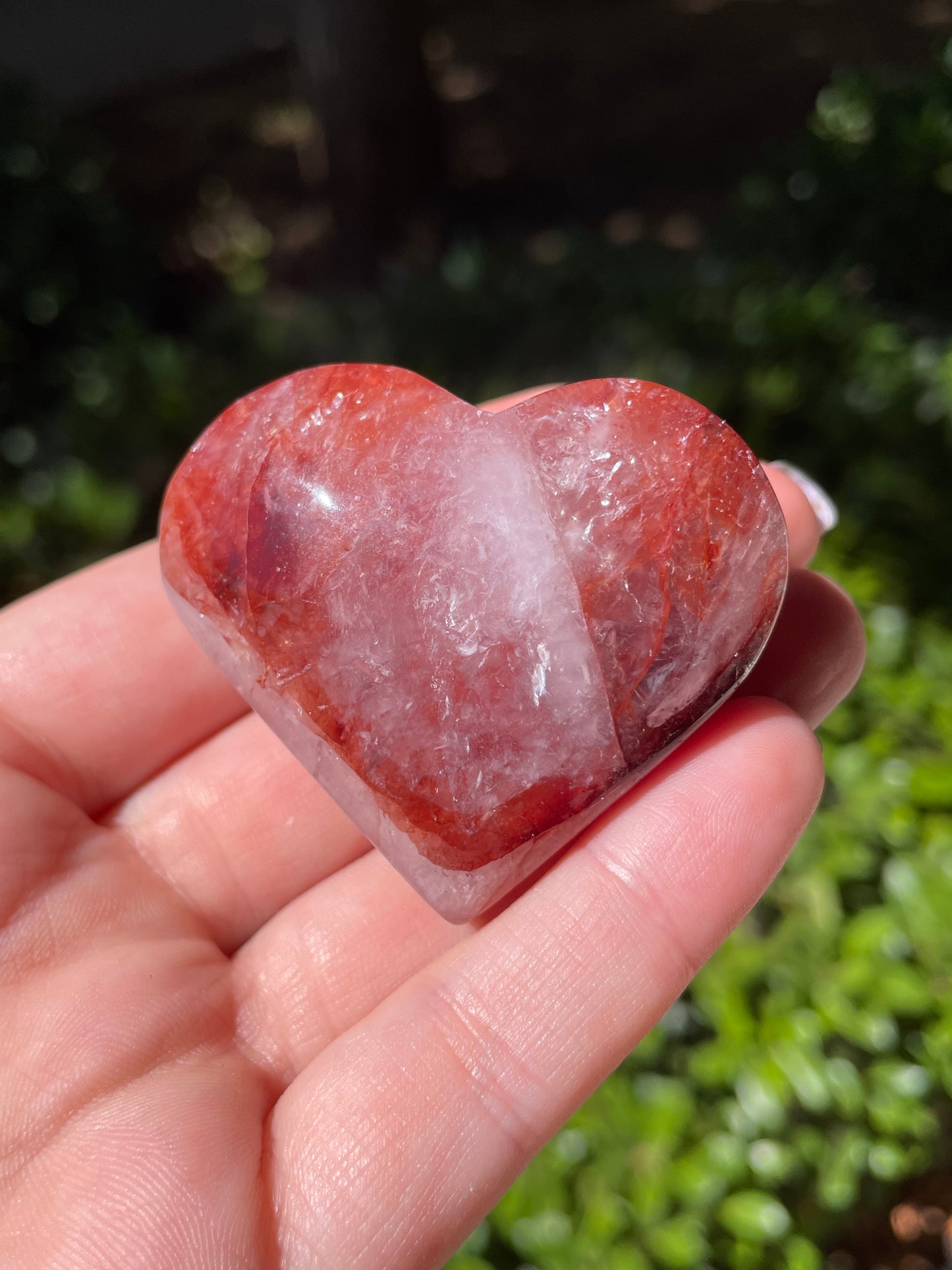 Fire Quartz Crystal Puffy Hearts