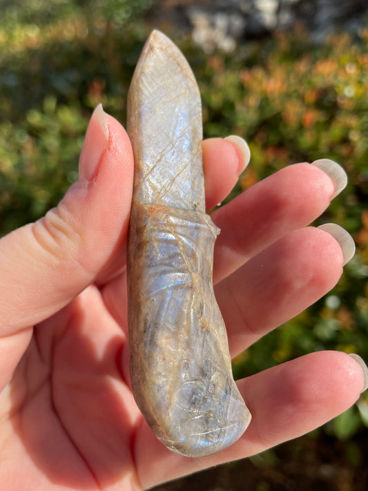 Moonstone with Sunstone Crystal Knife Carving