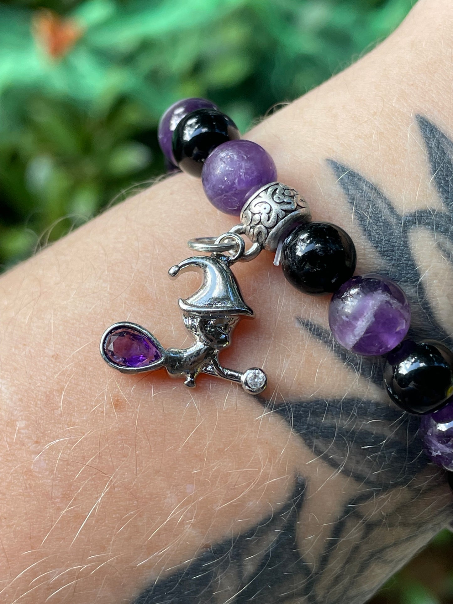 Witchy Crystal Bracelet with Amethyst & Black Onyx