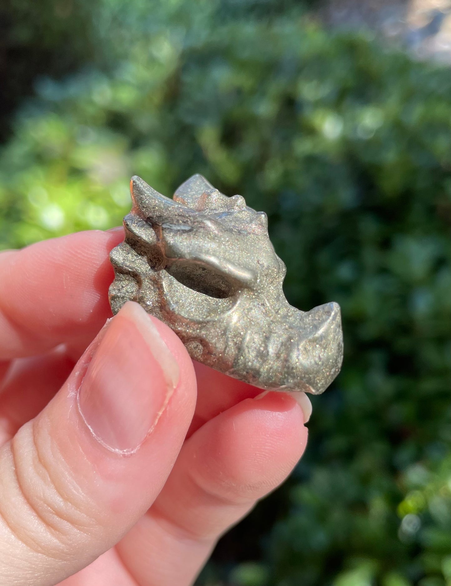 Pyrite Dragon Head Crystal Carving