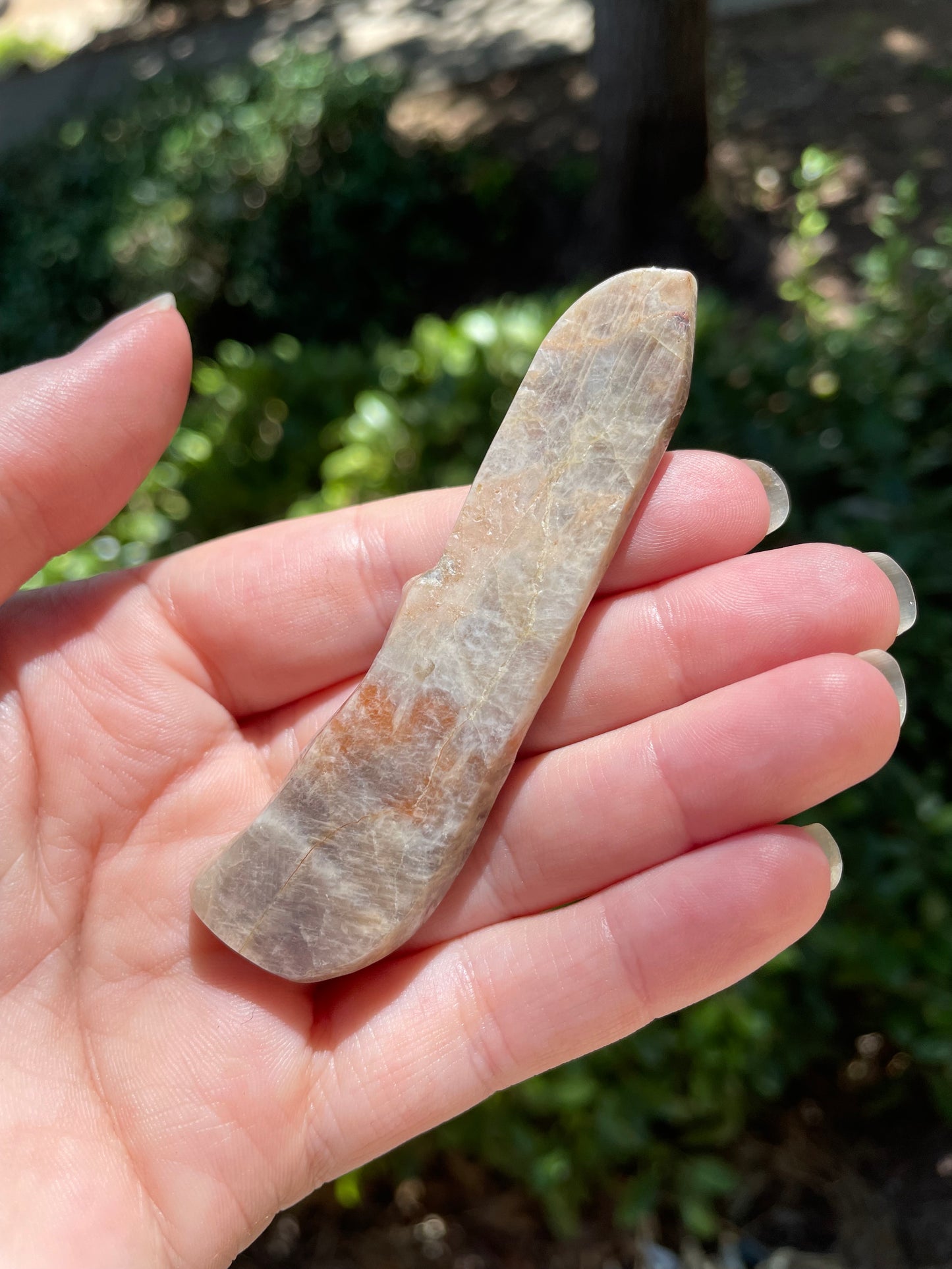 Moonstone with Sunstone Crystal Knife Carving