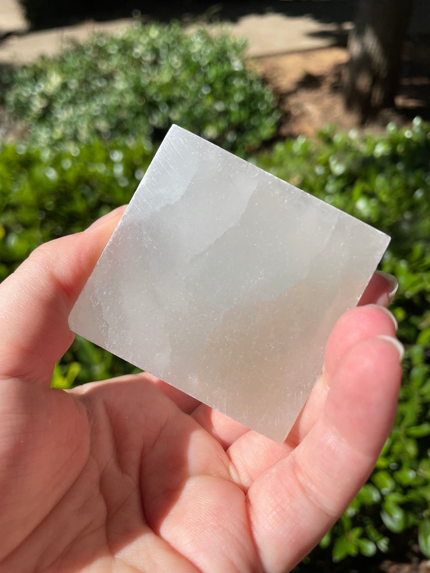 Satin Spar Selenite Crystal Pyramid Carving 2”