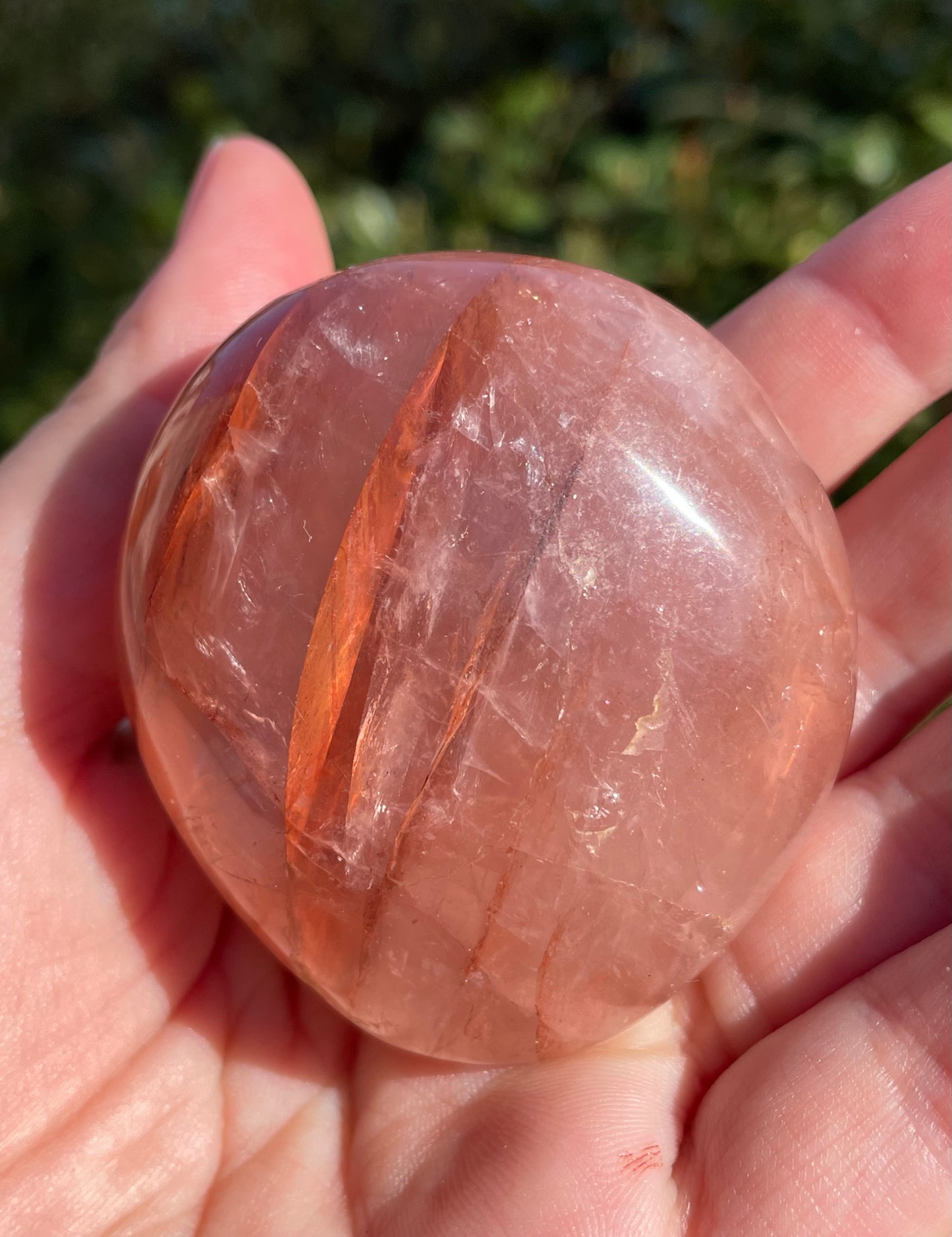 Fire Quartz Crystal Palm Stone