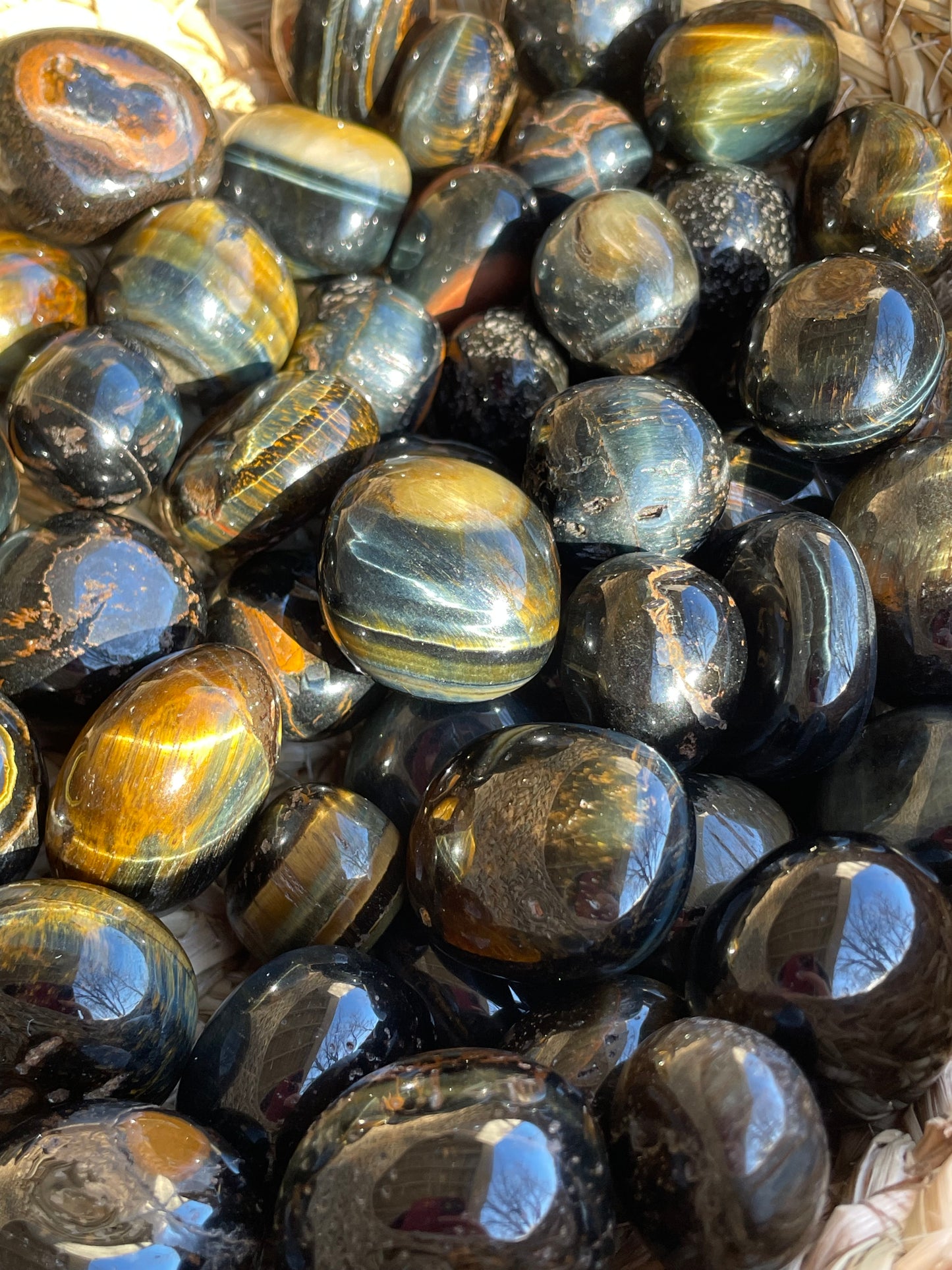 Blue & Gold Tigers Eye Crystal Tumbles