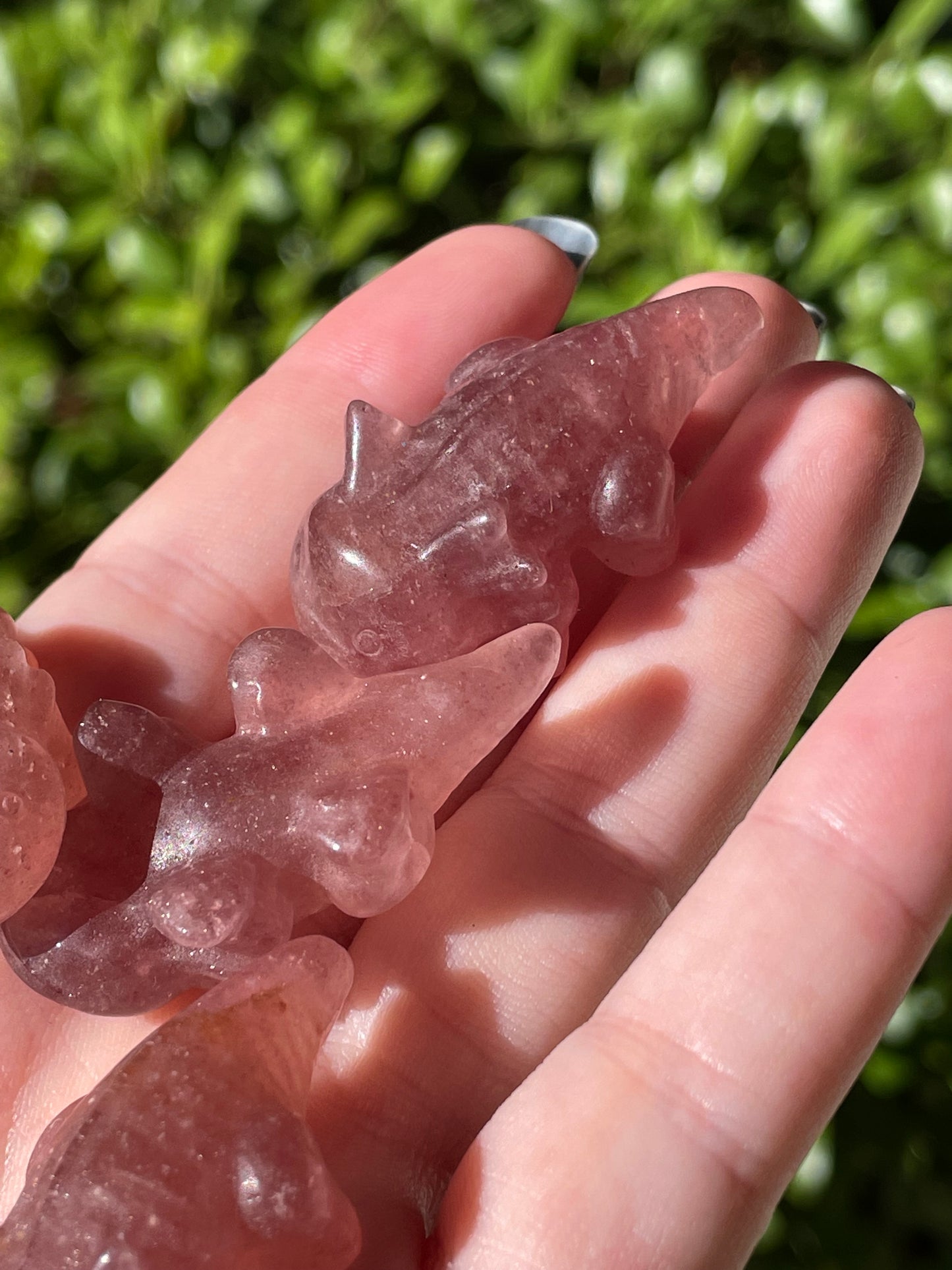 Raspberry Aventurine Axolotl Crystal Carvings