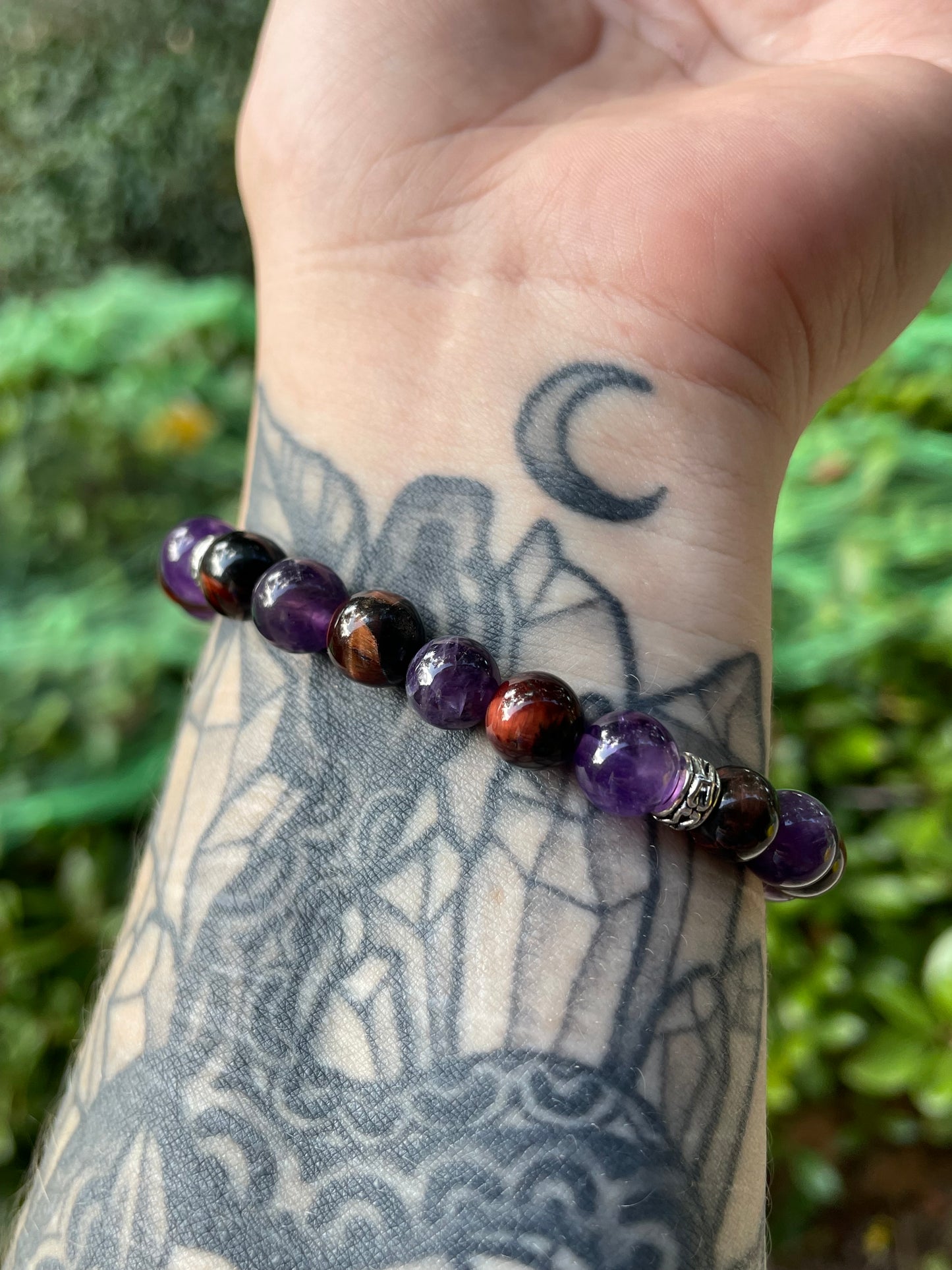 Witchy Crystal Bracelet with Amethyst & Red Tigers Eye