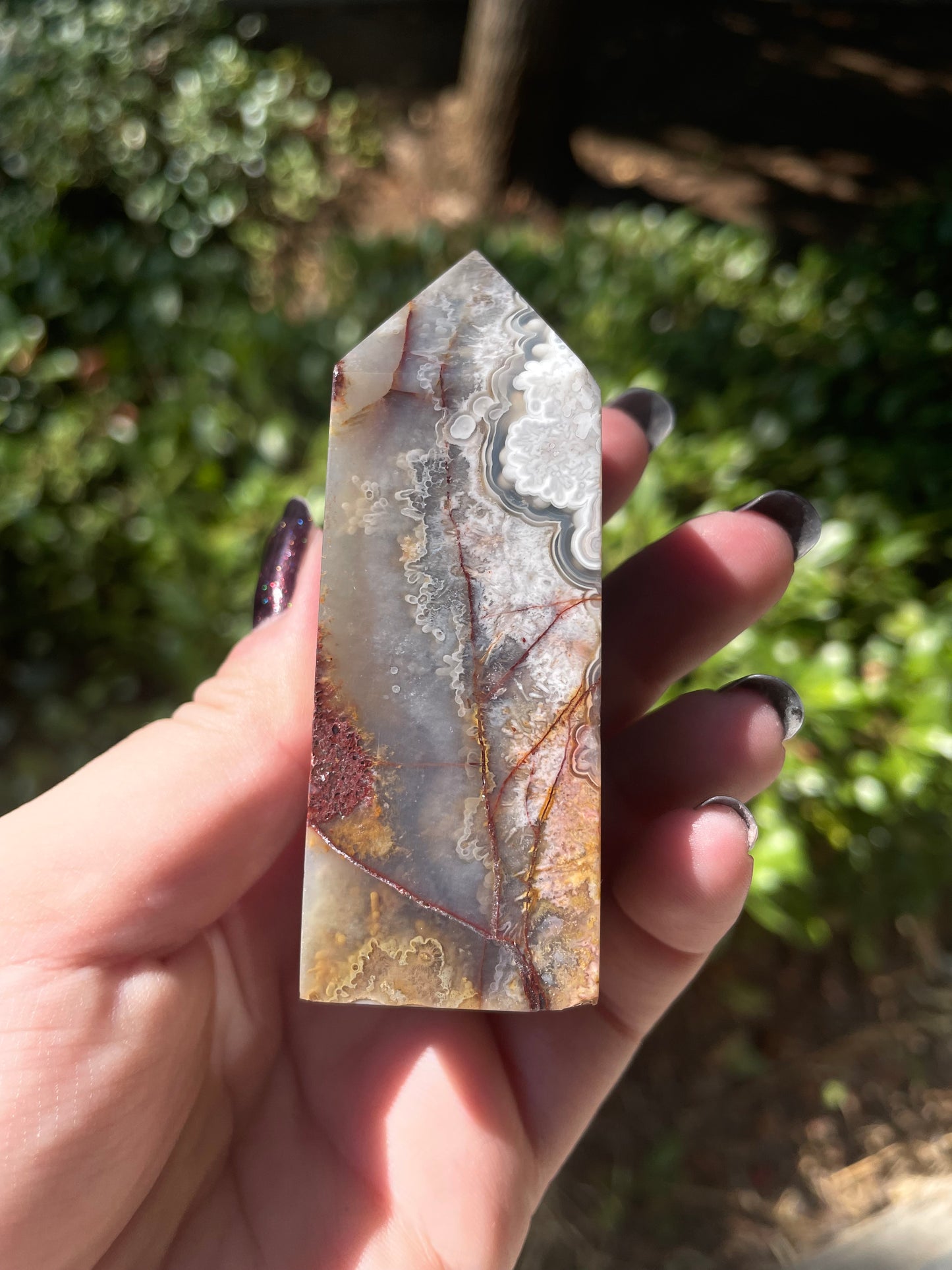 3” Mexican Crazy Lace Agate Tower