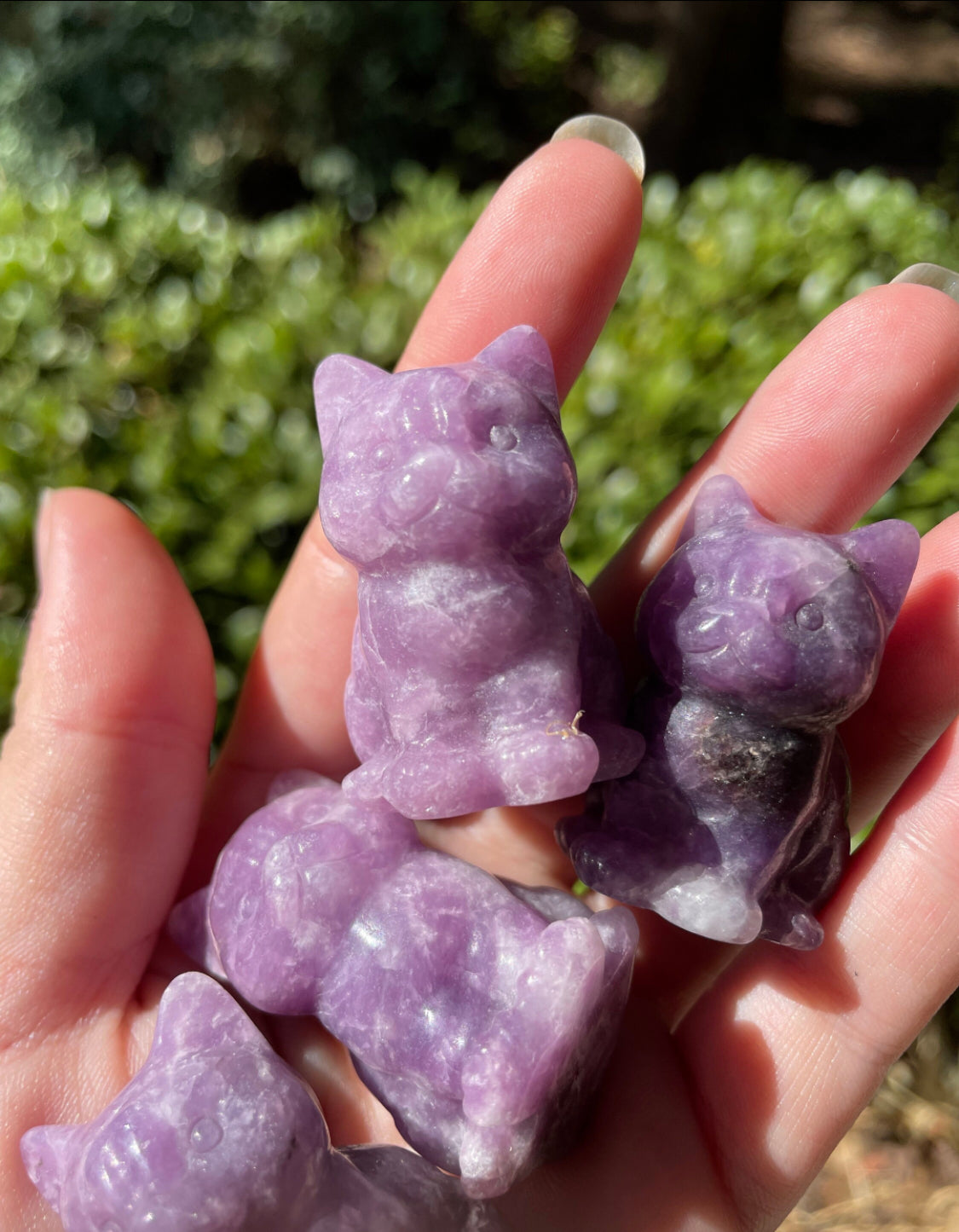 Lepidolite Cat Crystal Carving