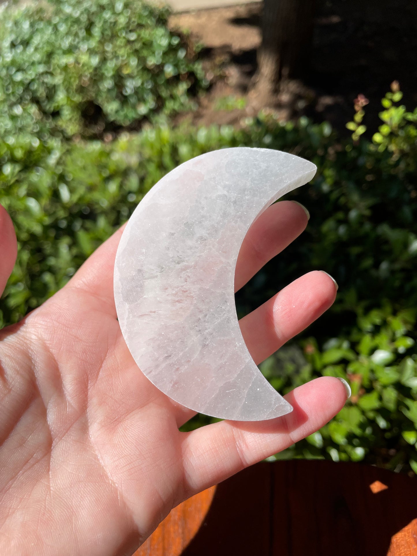 Satin Spar Selenite Crescent Moon Crystal Carving