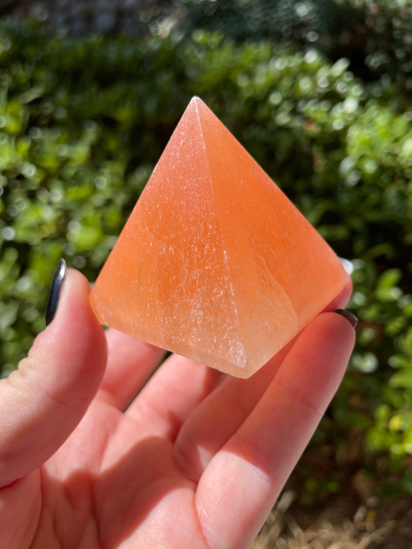 Peach Satin Spar Selenite 2” Pyramid