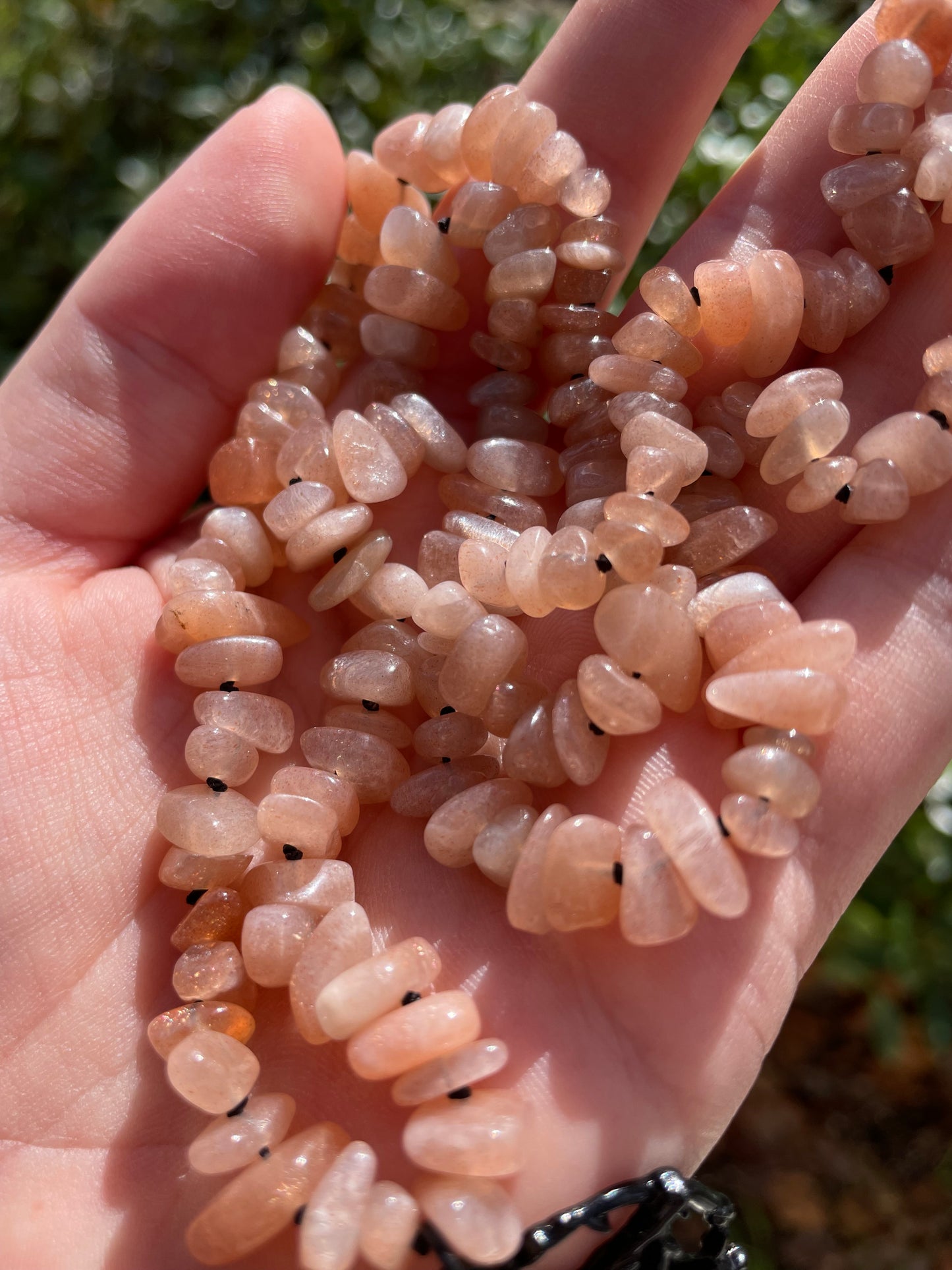 Flashy Peach Moonstone with Sunstone Crystal Pentacle Necklace