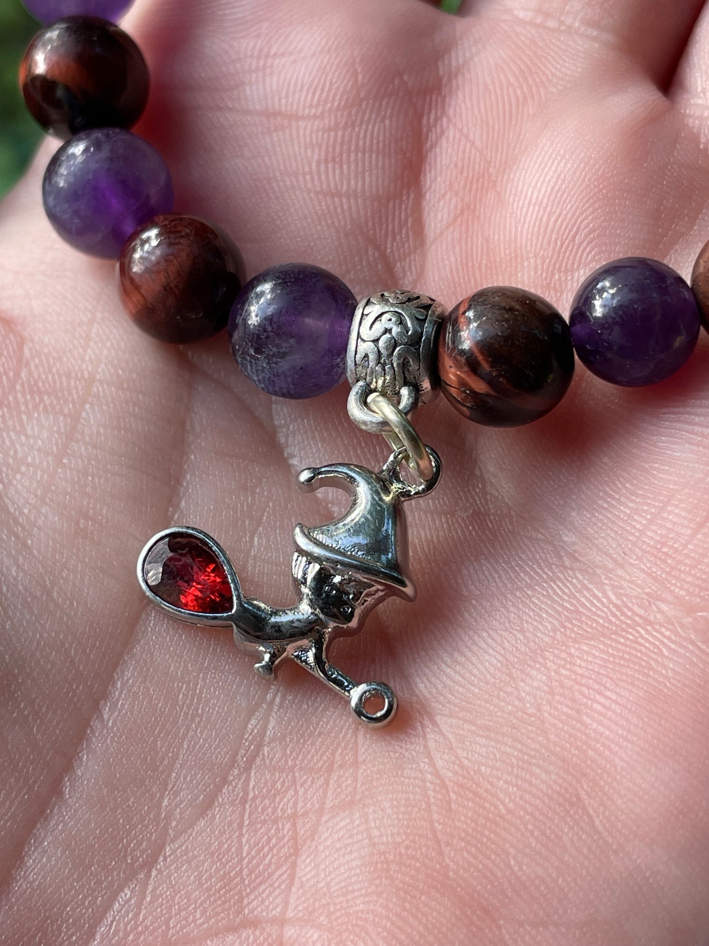 Witchy Crystal Bracelet with Amethyst & Red Tigers Eye