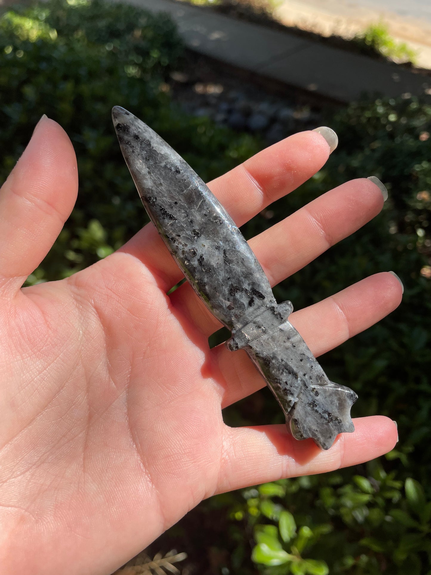 Larvikite Crystal Athame Knife Carving