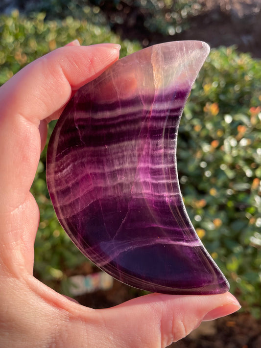 Rainbow Fluorite Crescent Moon Crystal Bowl