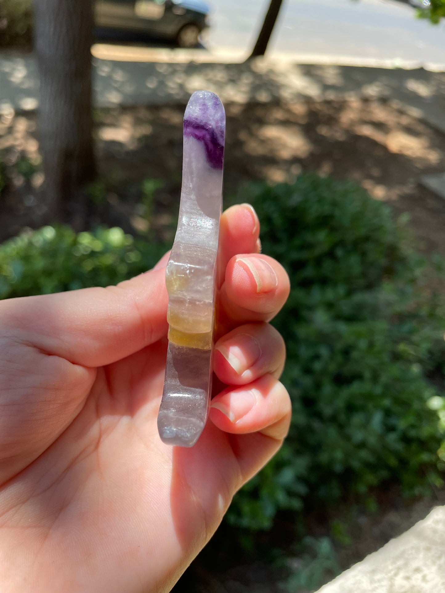 Fluorite Crystal Crescent Moon Carving