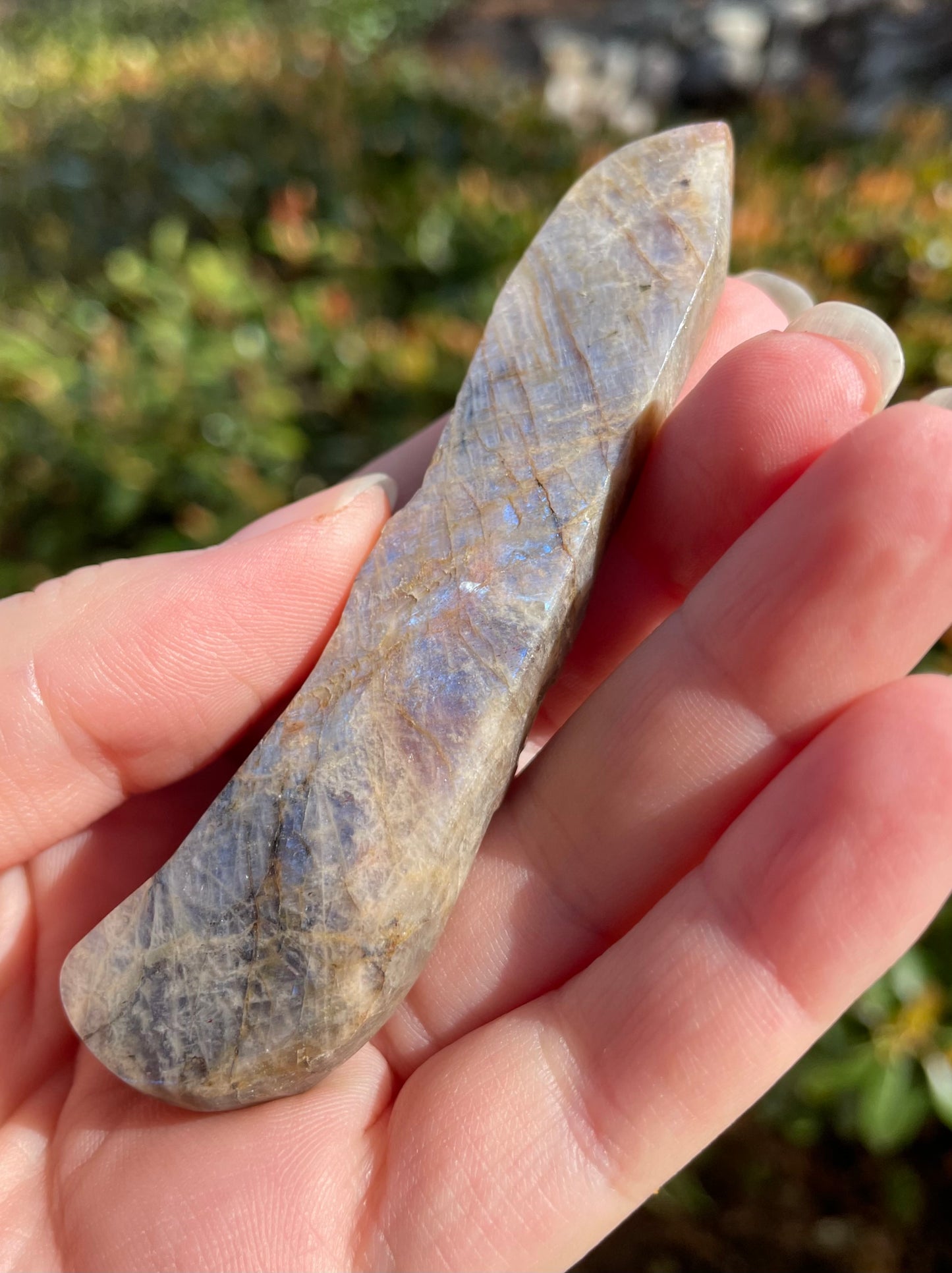 Moonstone with Sunstone Crystal Knife Carving