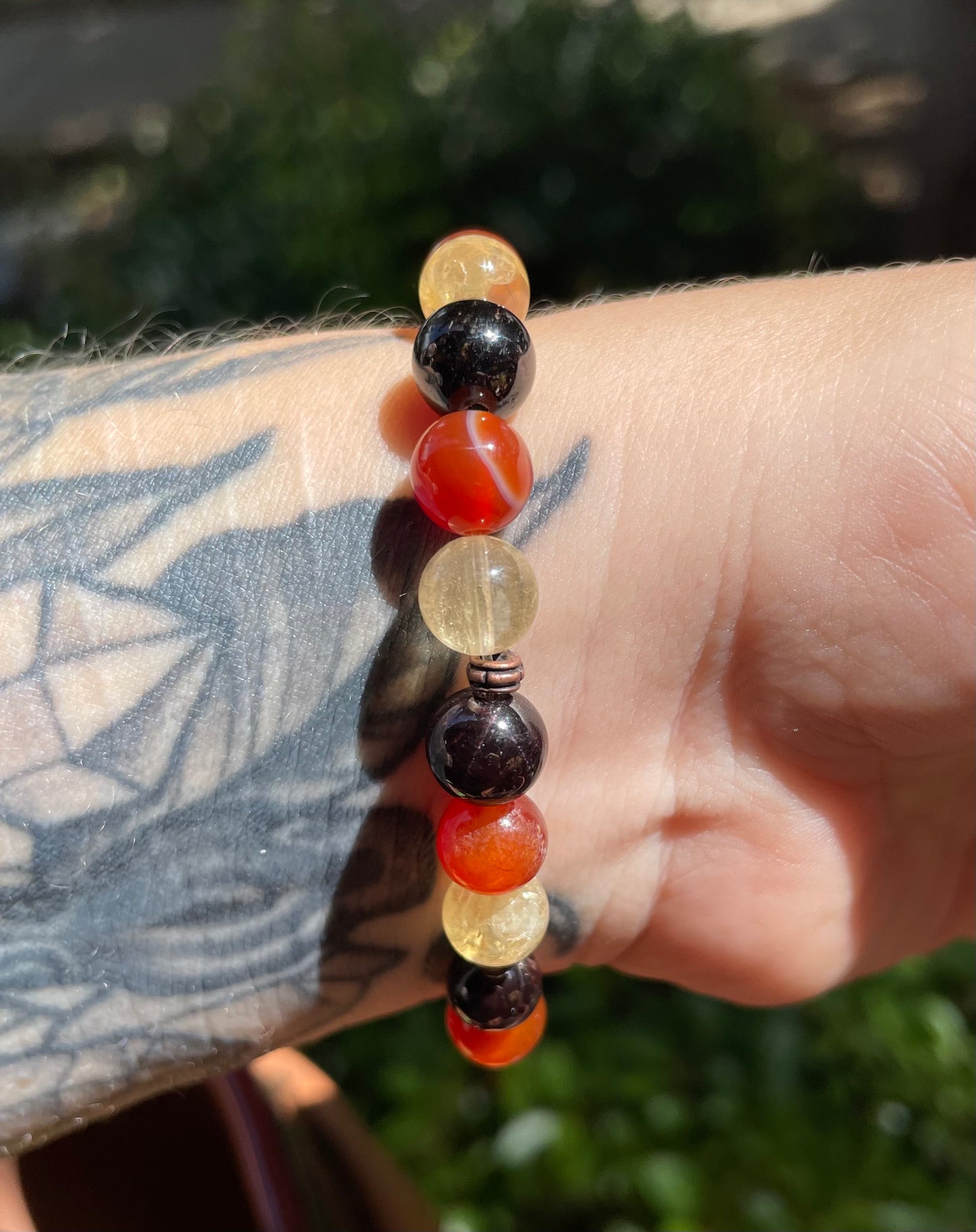 Carnelian, Citrine & Garnet Crystal Bracelet for Confidence, Energy, Passion