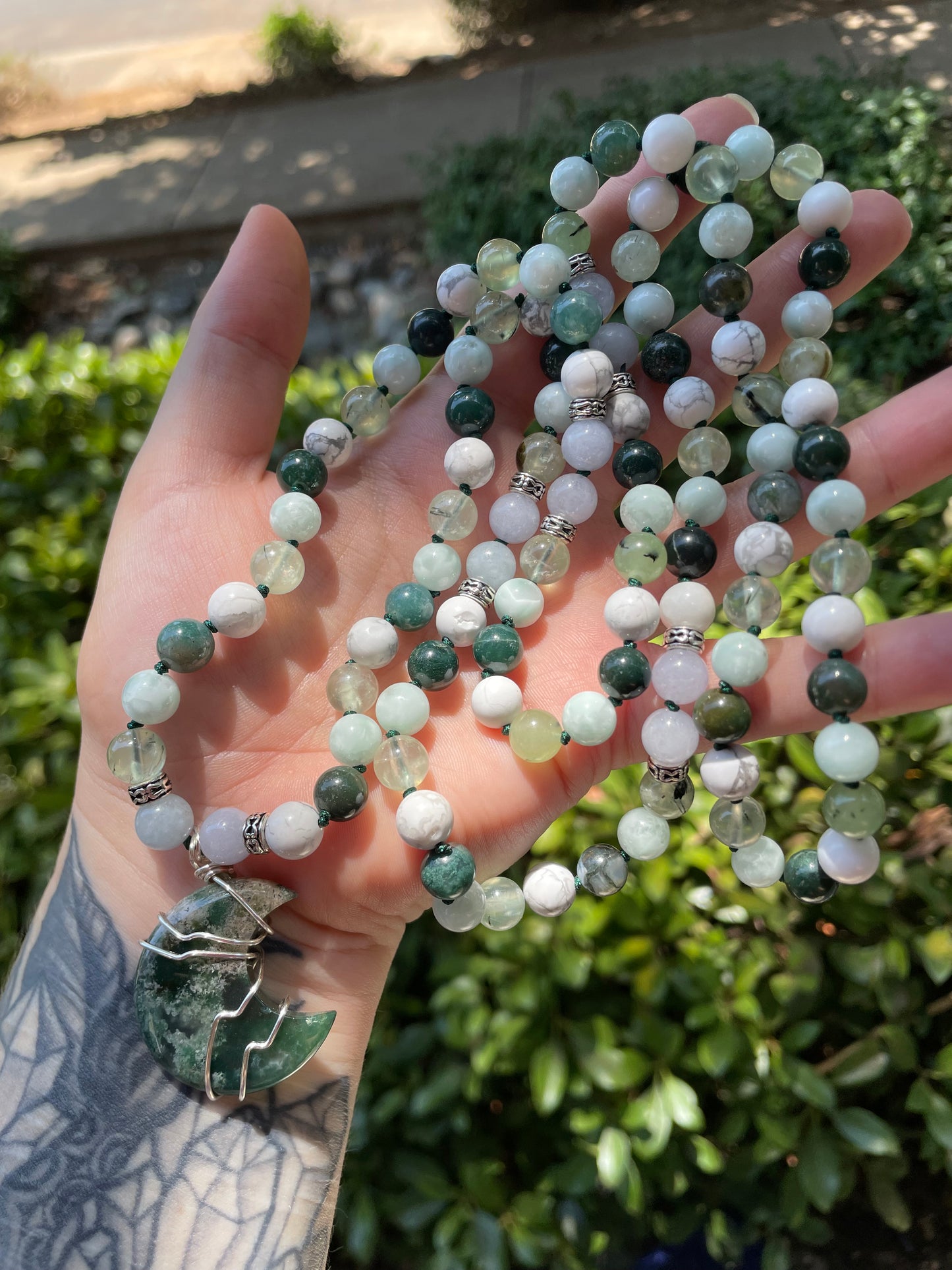 Serene Waters Crystal Beaded Mala Necklace for Inner Peace & Calm Mind