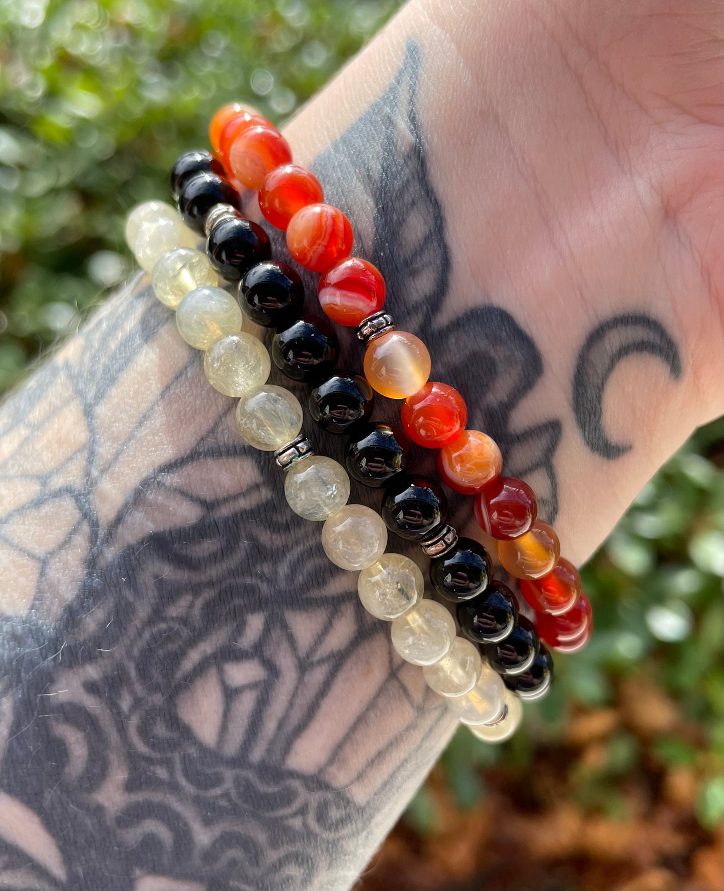 Confidence + Personal Power Crystal Bracelet Stack Set