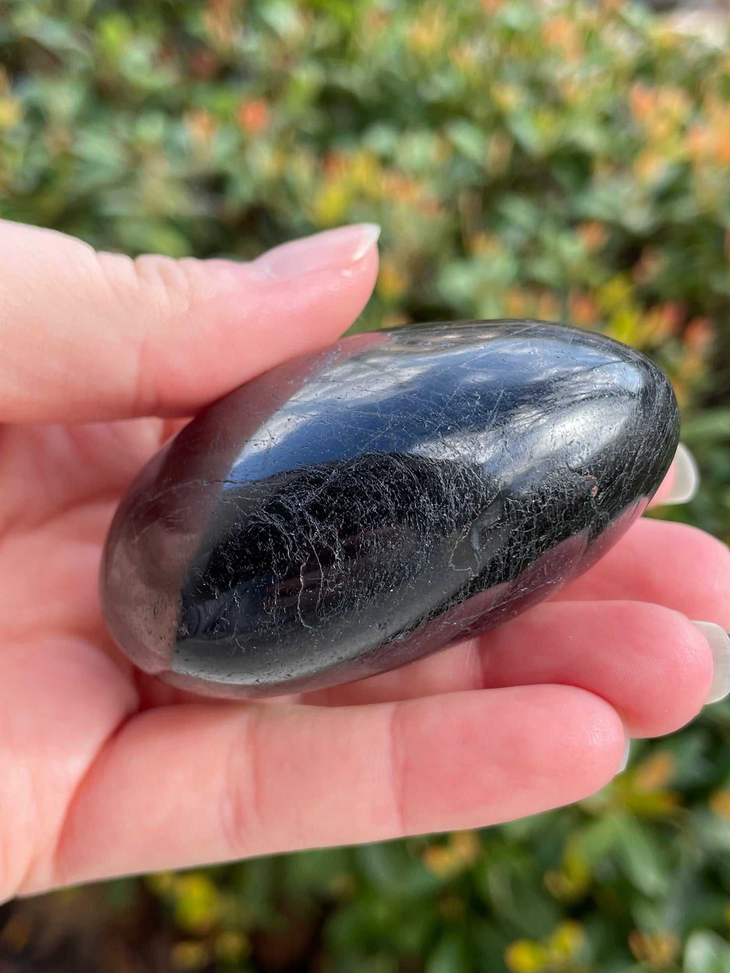 Black Tourmaline Crystal Palm Stone