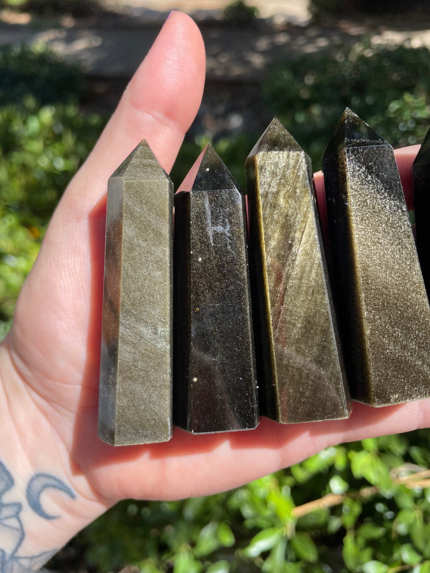 Golden Sheen Obsidian Crystal Towers