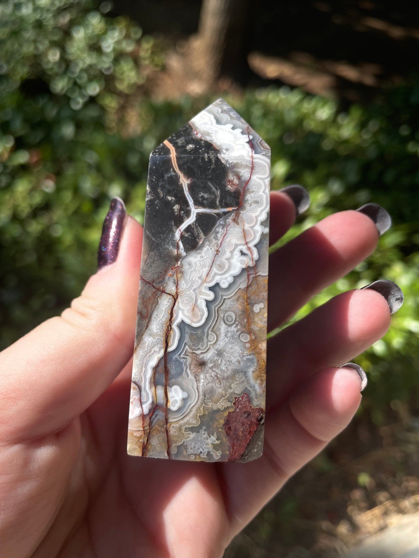 3” Mexican Crazy Lace Agate Tower