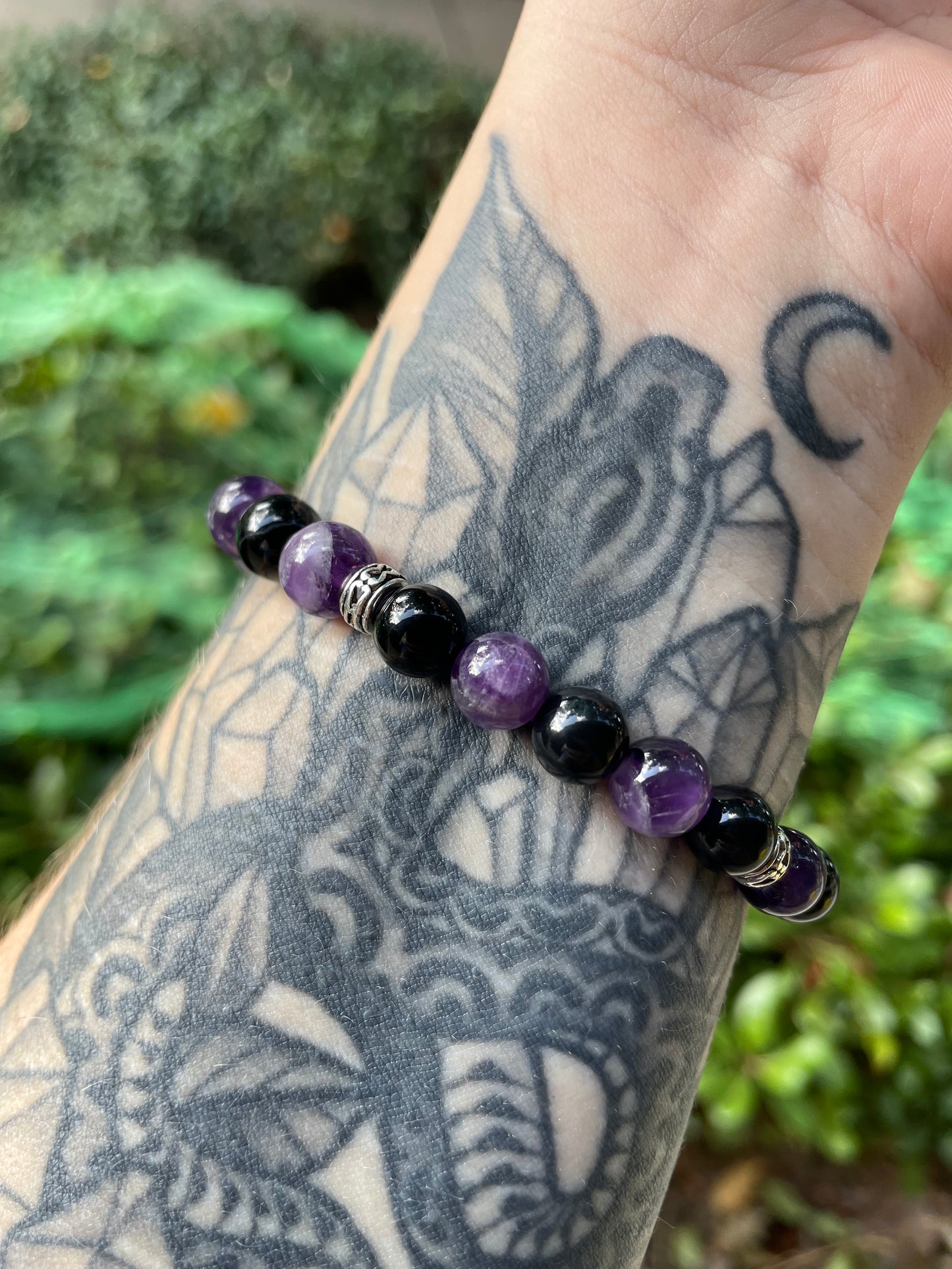 Witchy Crystal Bracelet with Amethyst & Black Onyx