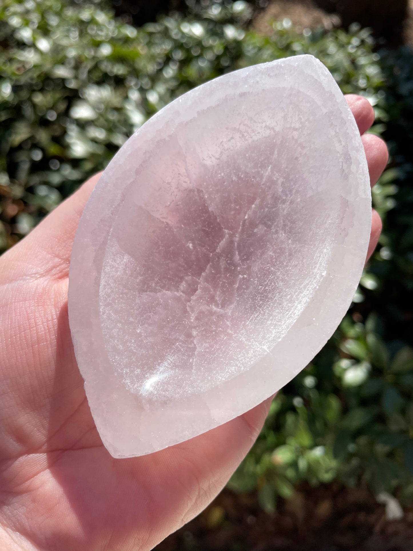 Satin Spar Selenite Oval Crystal Charging Bowl