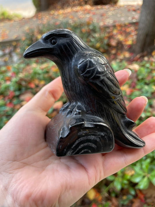 4” Obsidian Raven Statue