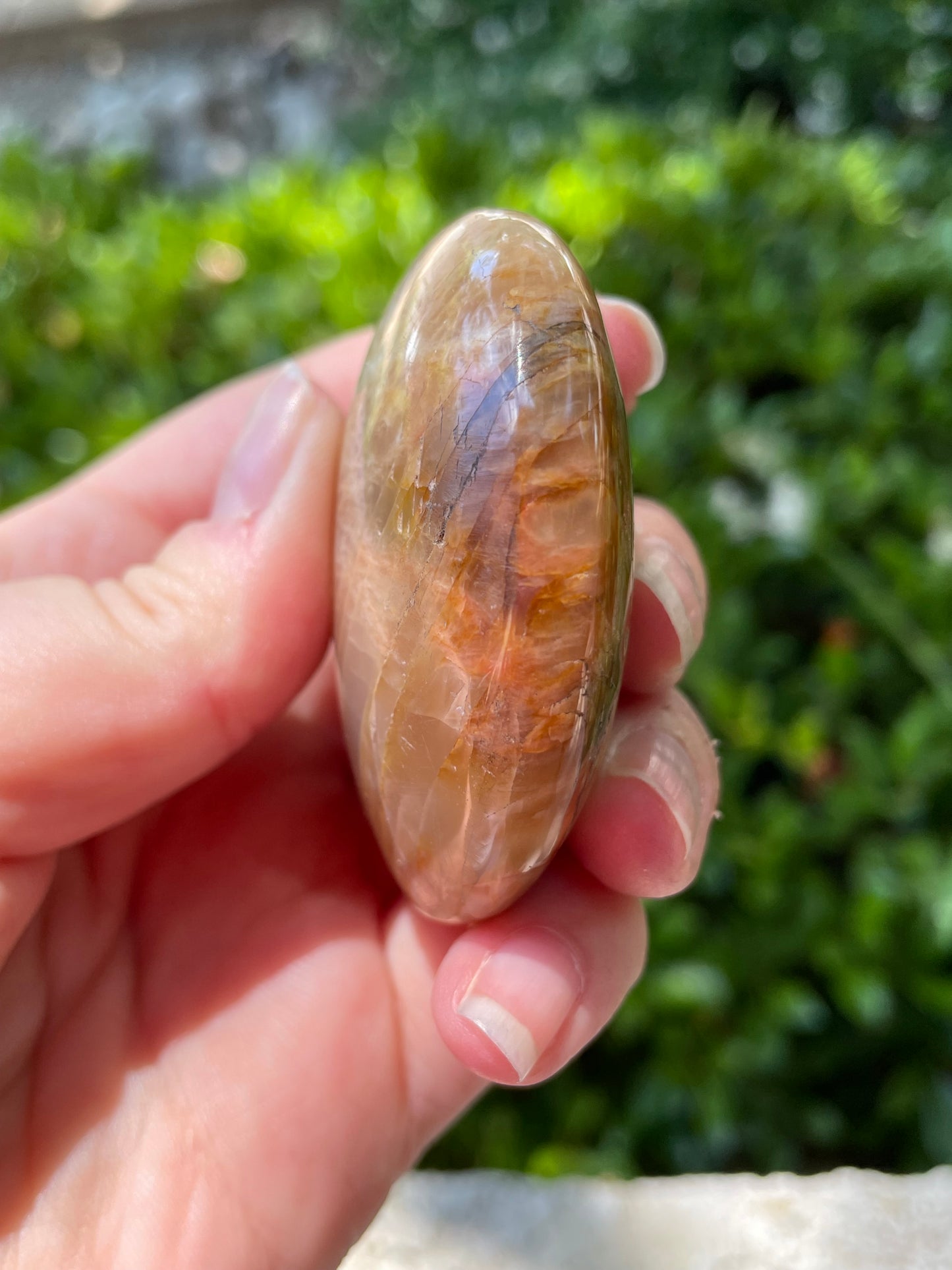 Peach Moonstone Palm Crystal Stone