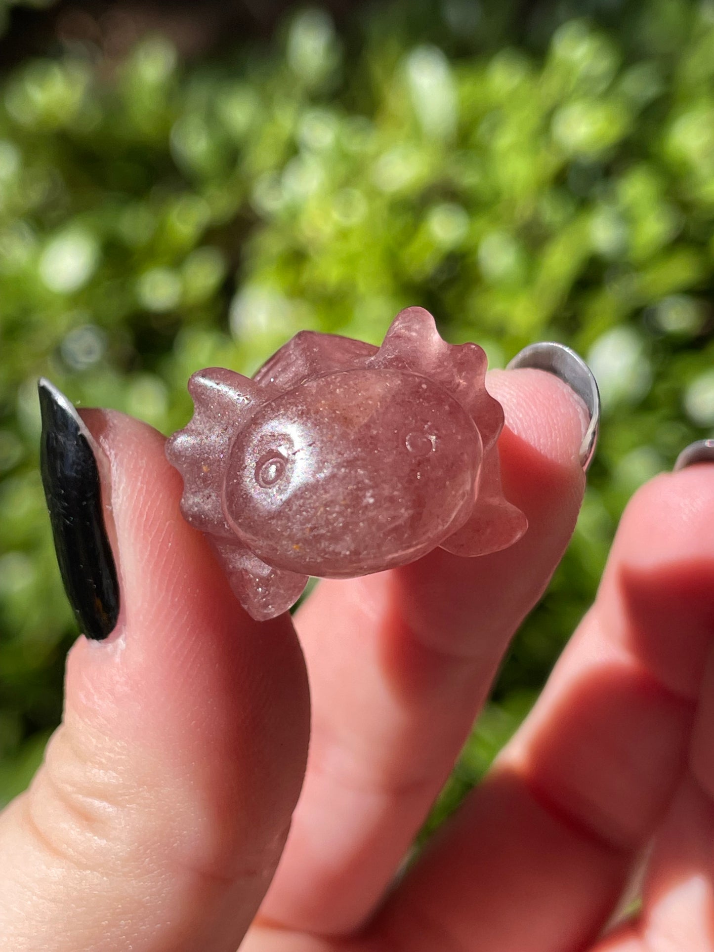 Raspberry Aventurine Axolotl Crystal Carvings