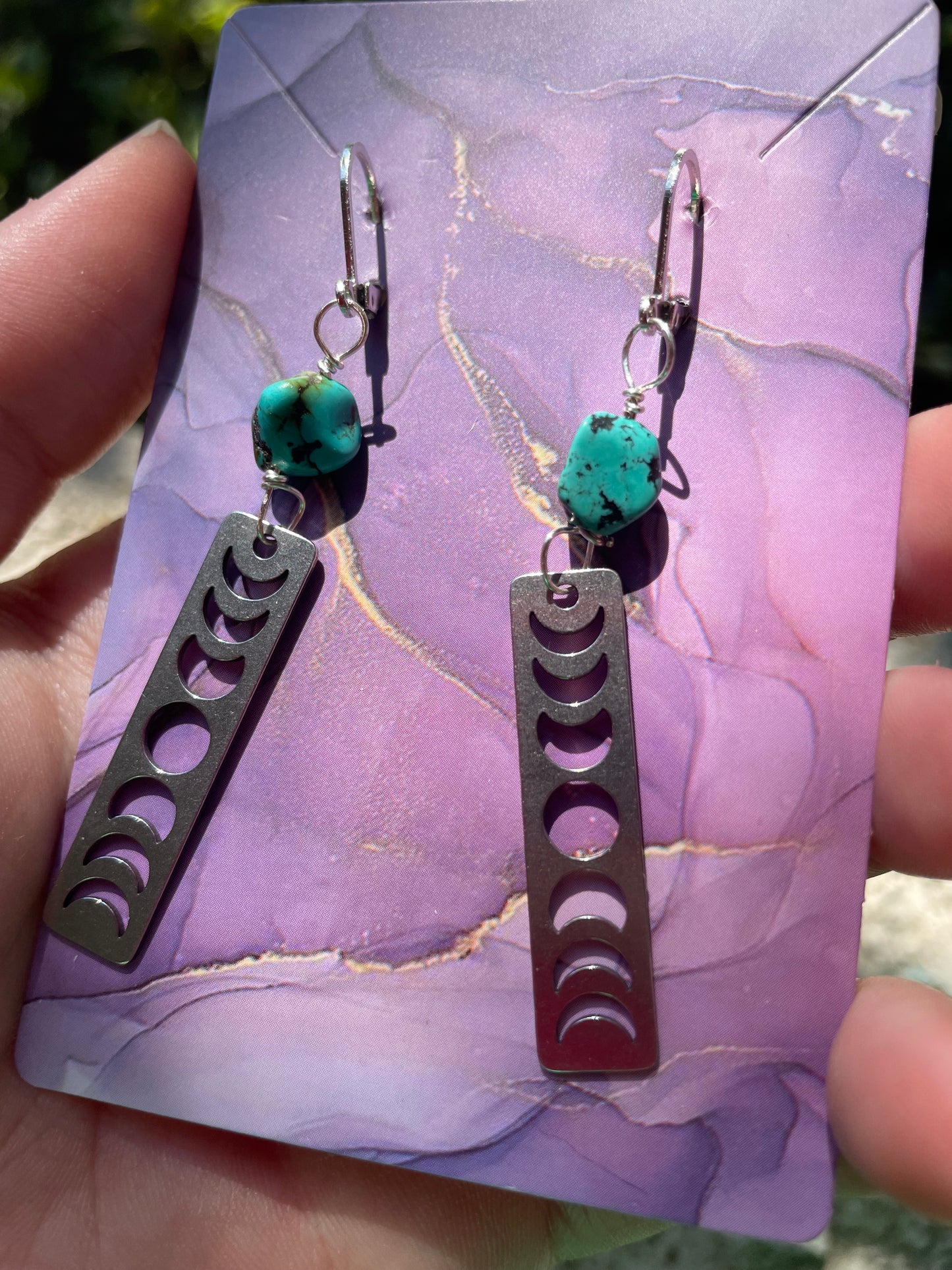 Turquoise Moon Phase Earrings