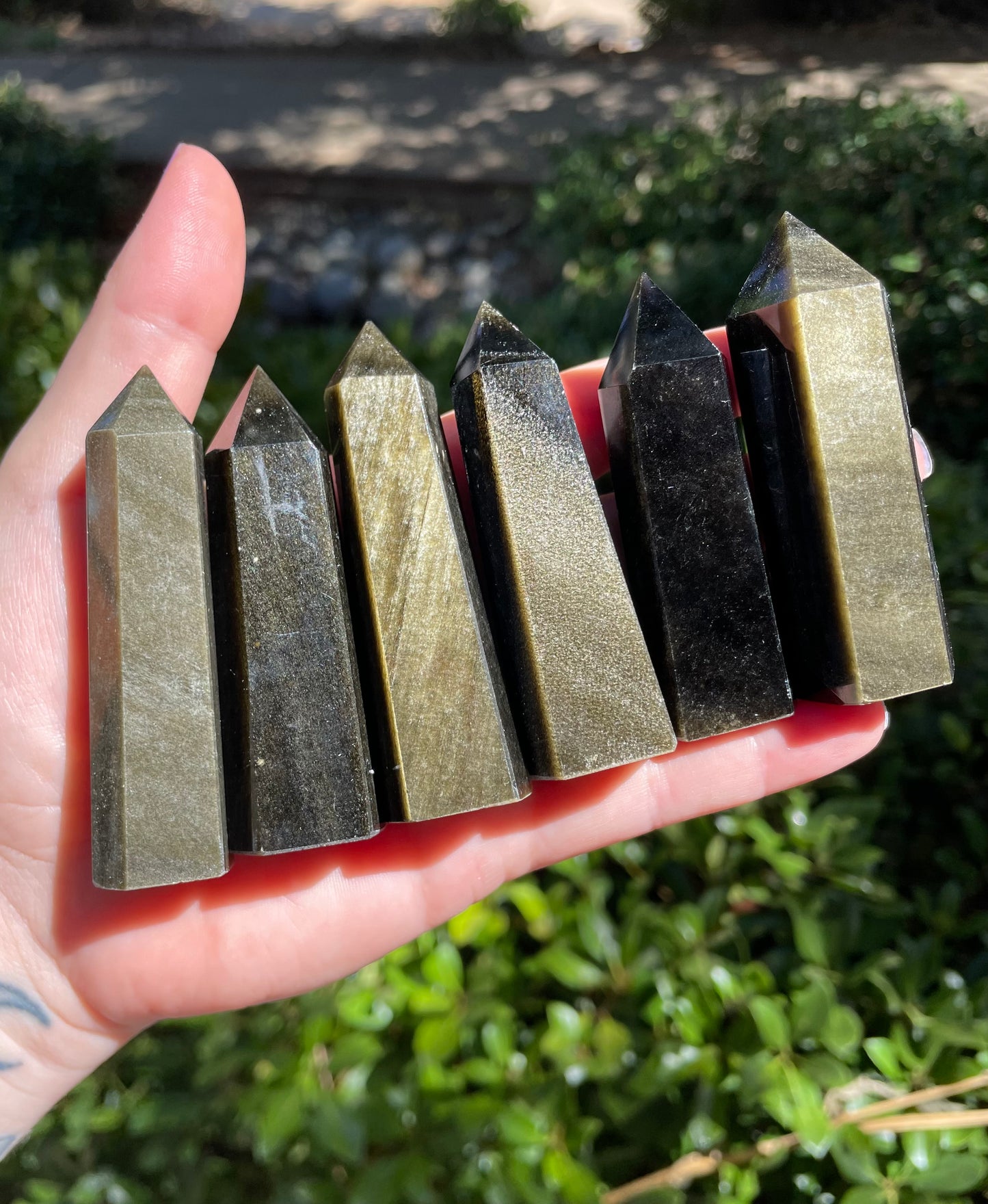 Golden Sheen Obsidian Crystal Towers