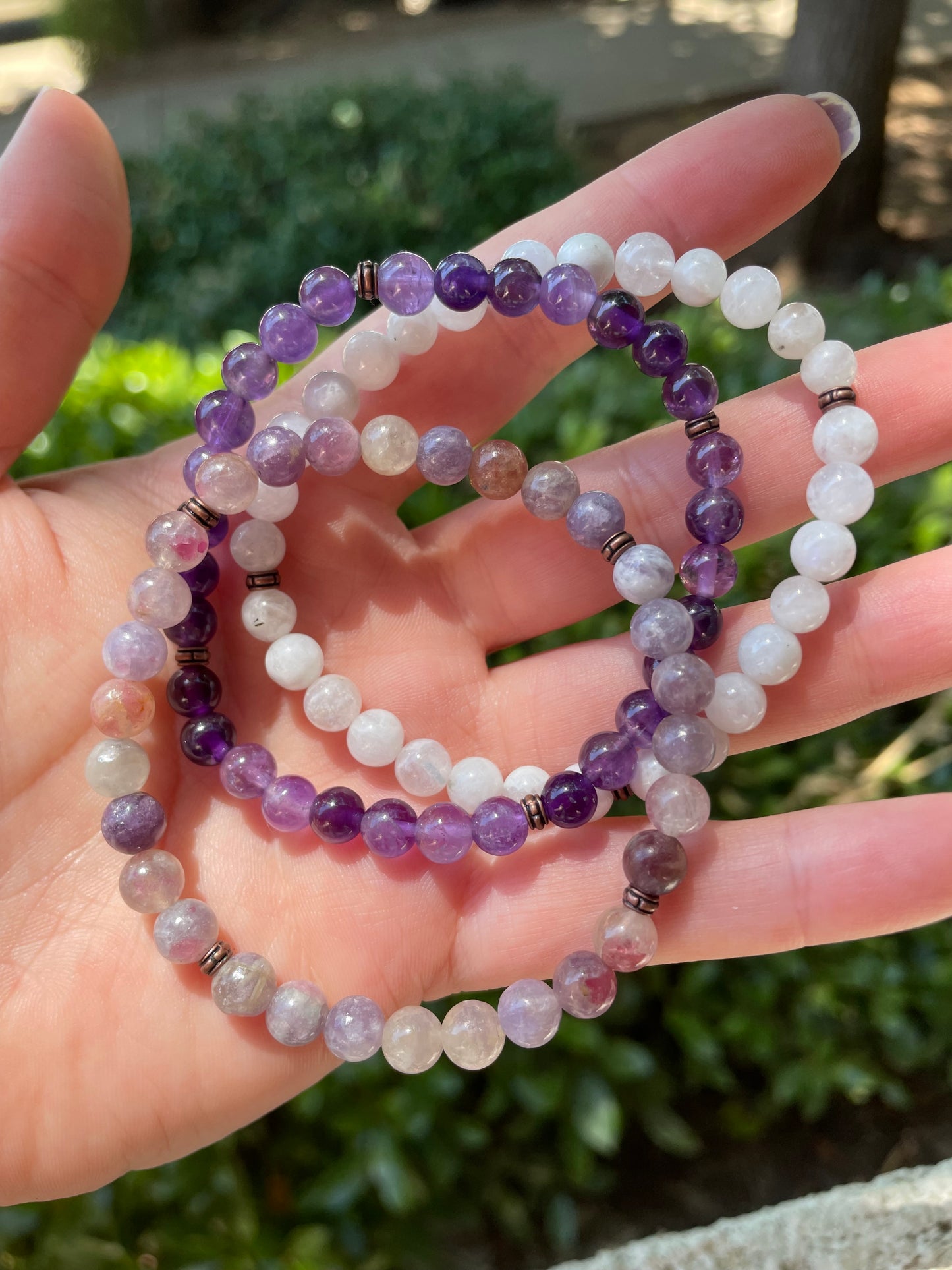 Self-Love Divine Feminine Heart Bracelet with Amethyst, Unicorn Stone, & Moonstone Bracelet Stack