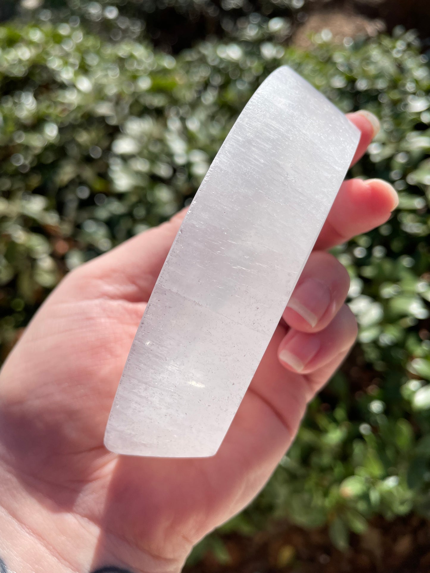 Satin Spar Selenite Oval Crystal Charging Bowl