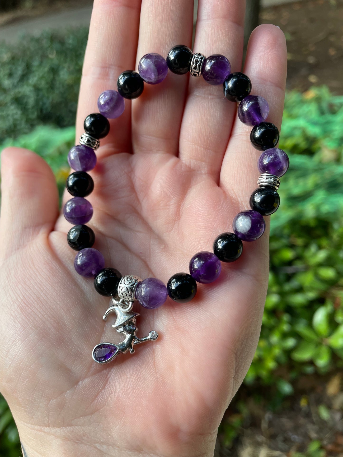 Witchy Crystal Bracelet with Amethyst & Black Onyx