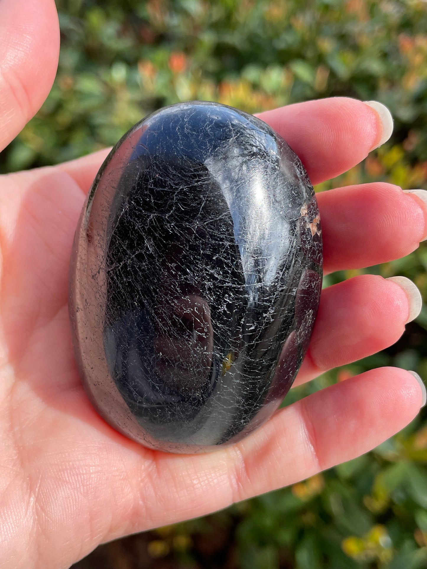 Black Tourmaline Crystal Palm Stone