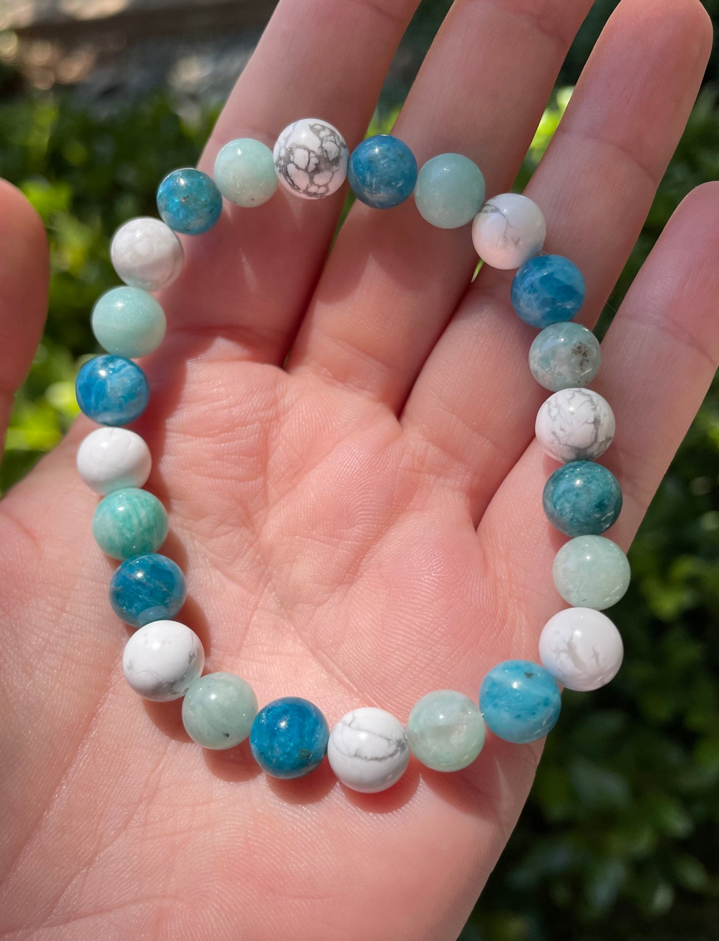 Balance + Harmony, Howlite, Amazonite, and Blue Apatite Crystal Bracelet