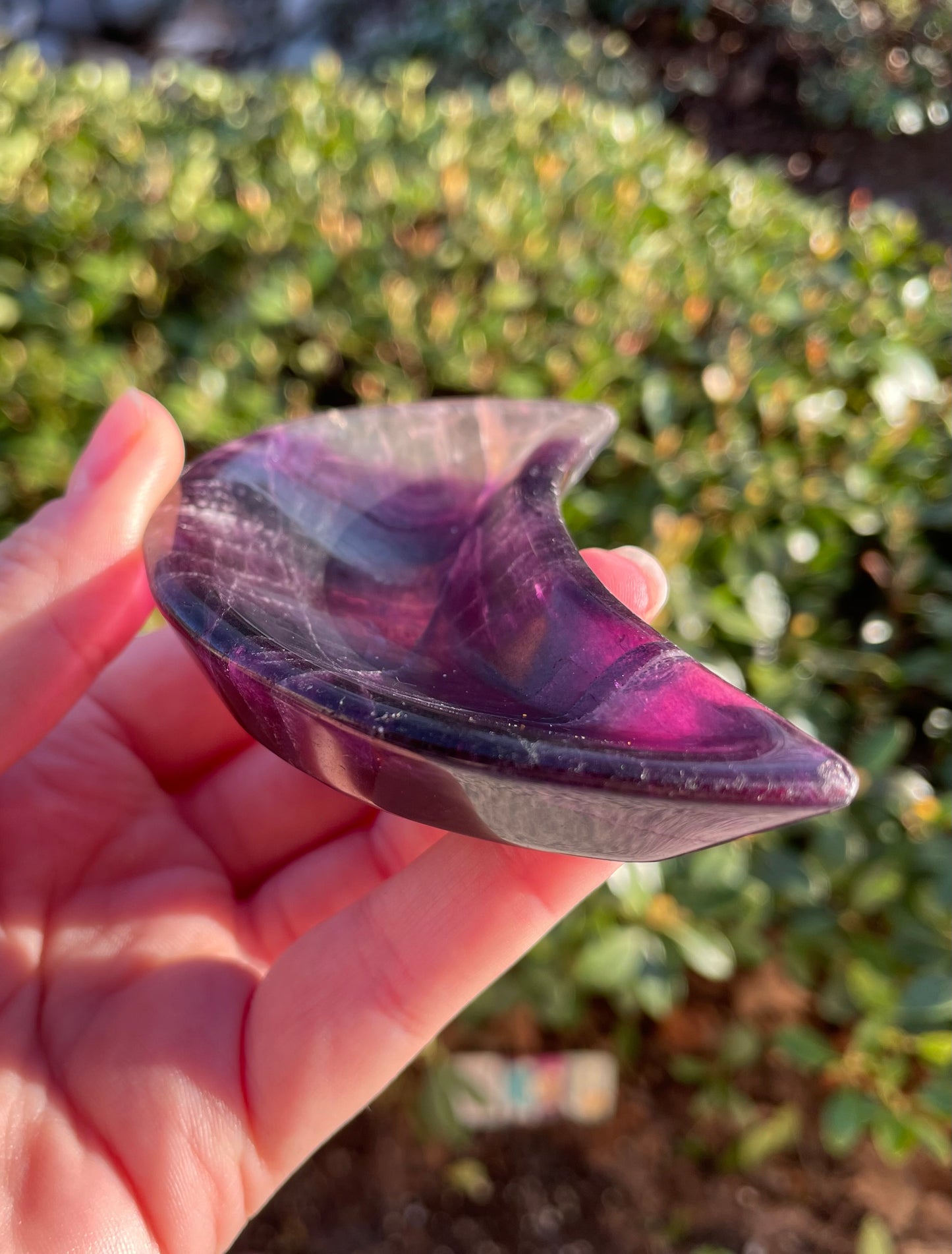 Rainbow Fluorite Crescent Moon Crystal Bowl