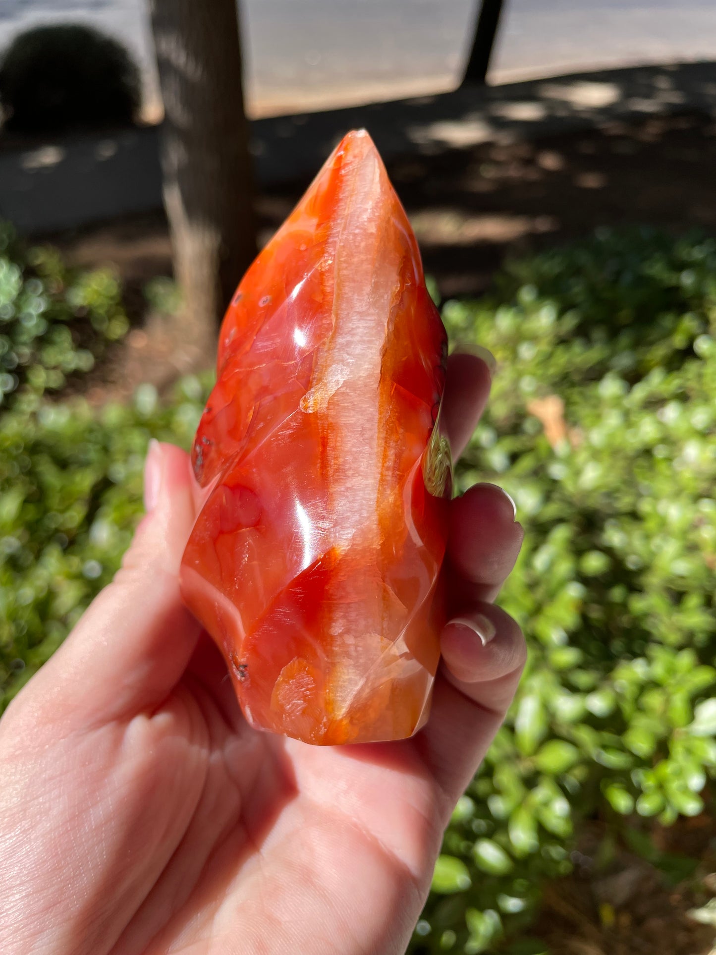 Carnelian Crystal Flame Carving