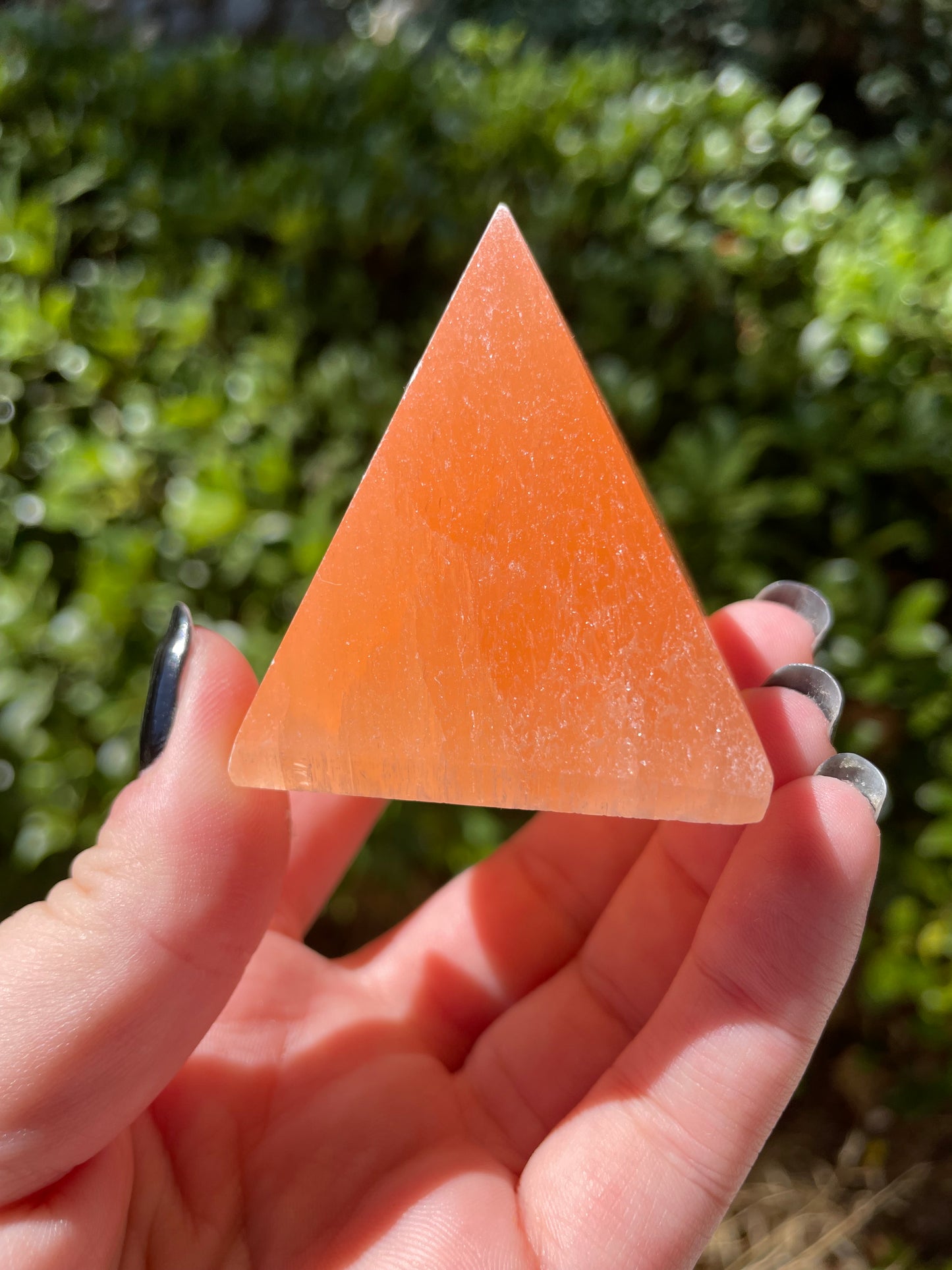 Peach Satin Spar Selenite 2” Pyramid