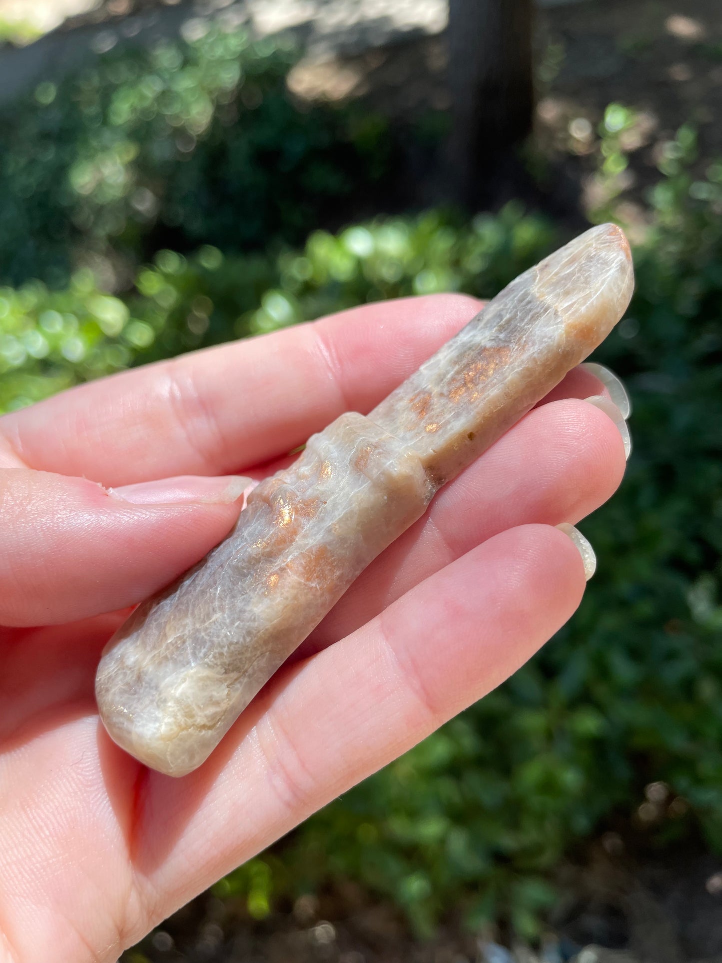 Moonstone with Sunstone Crystal Knife Carving