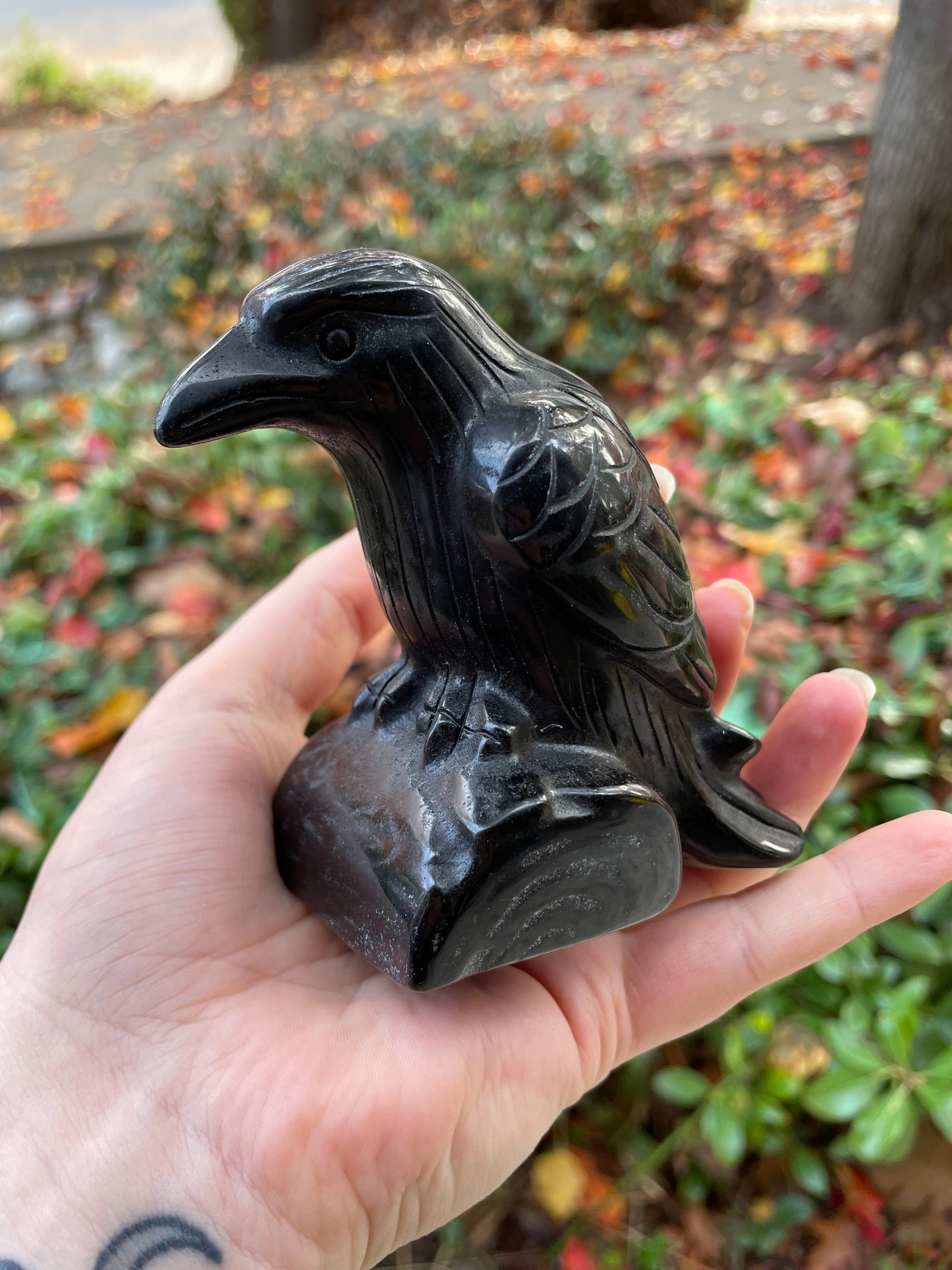 4” Obsidian Raven Statue