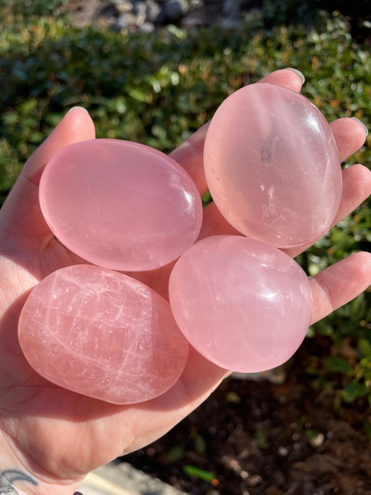 Rose Quartz Crystal Palm Stones