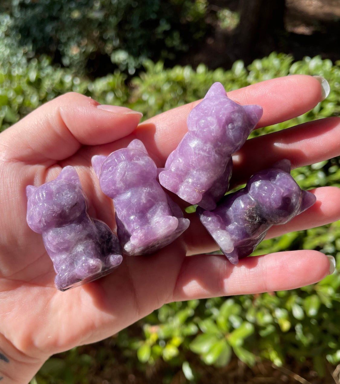 Lepidolite Cat Crystal Carving