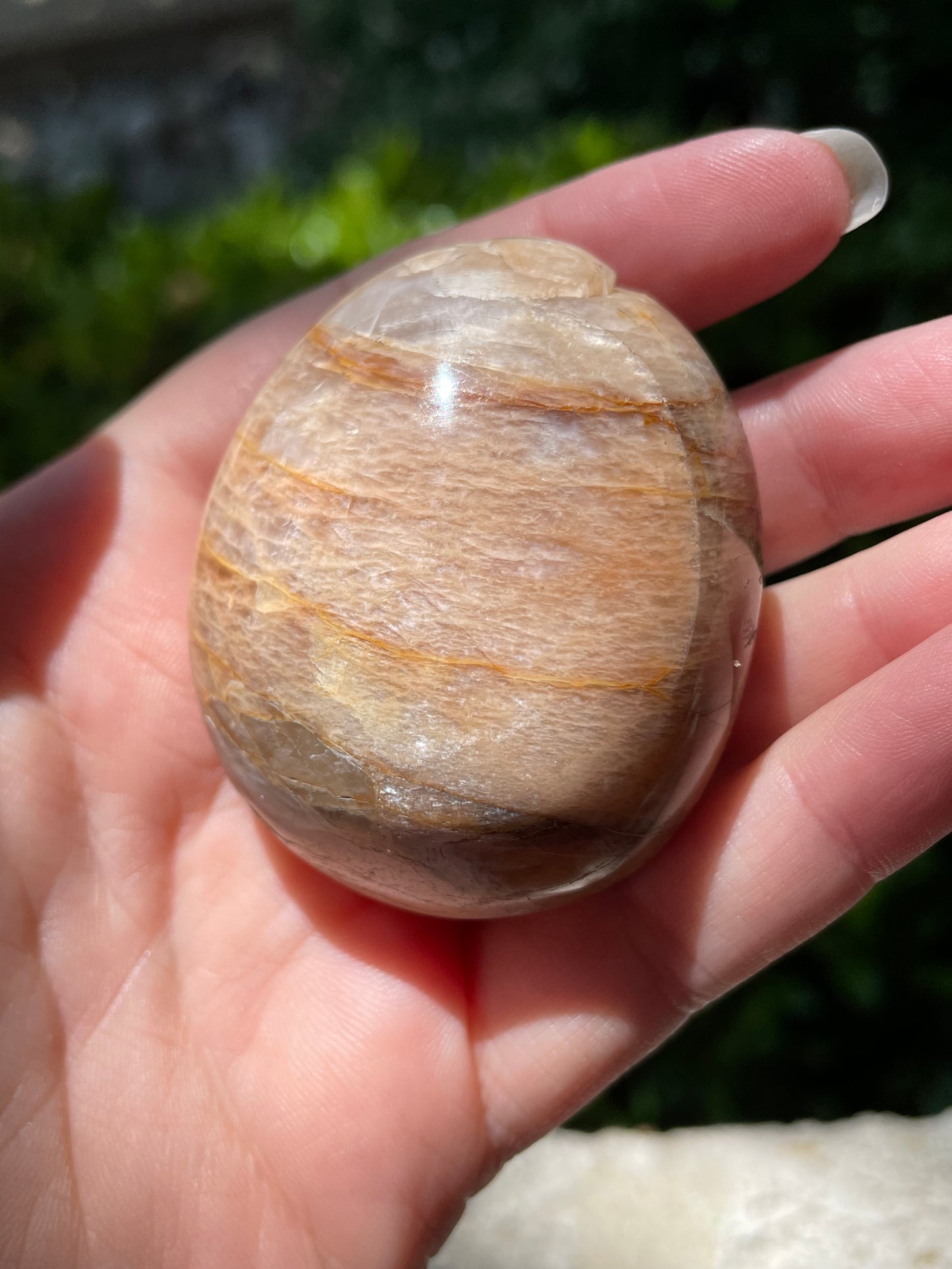 Peach Moonstone Palm Crystal Stone