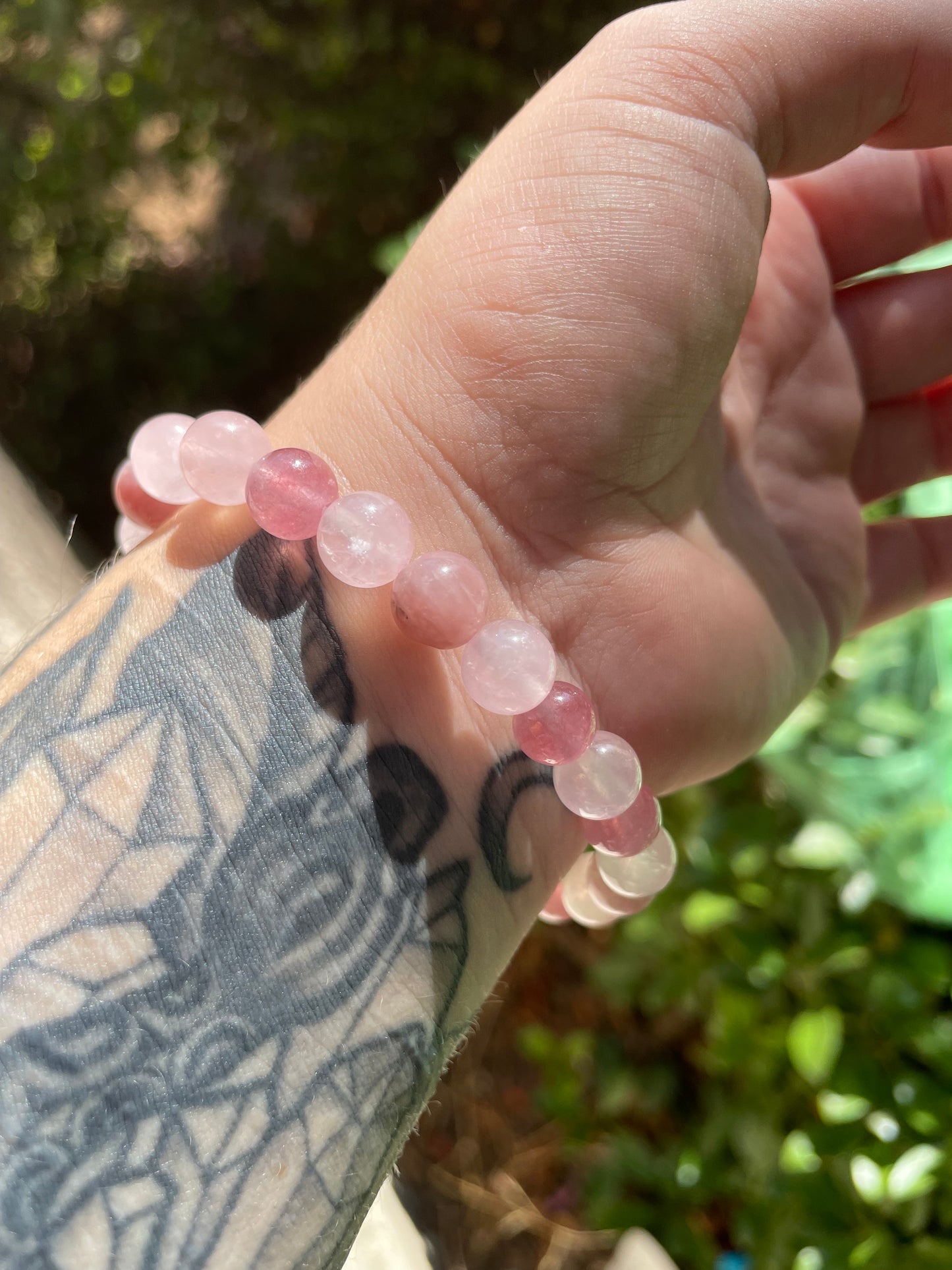 I Love & Accept Myself 💗Moonstone, Raspberry aventurine, & Rose Quartz Crystal Bracelet