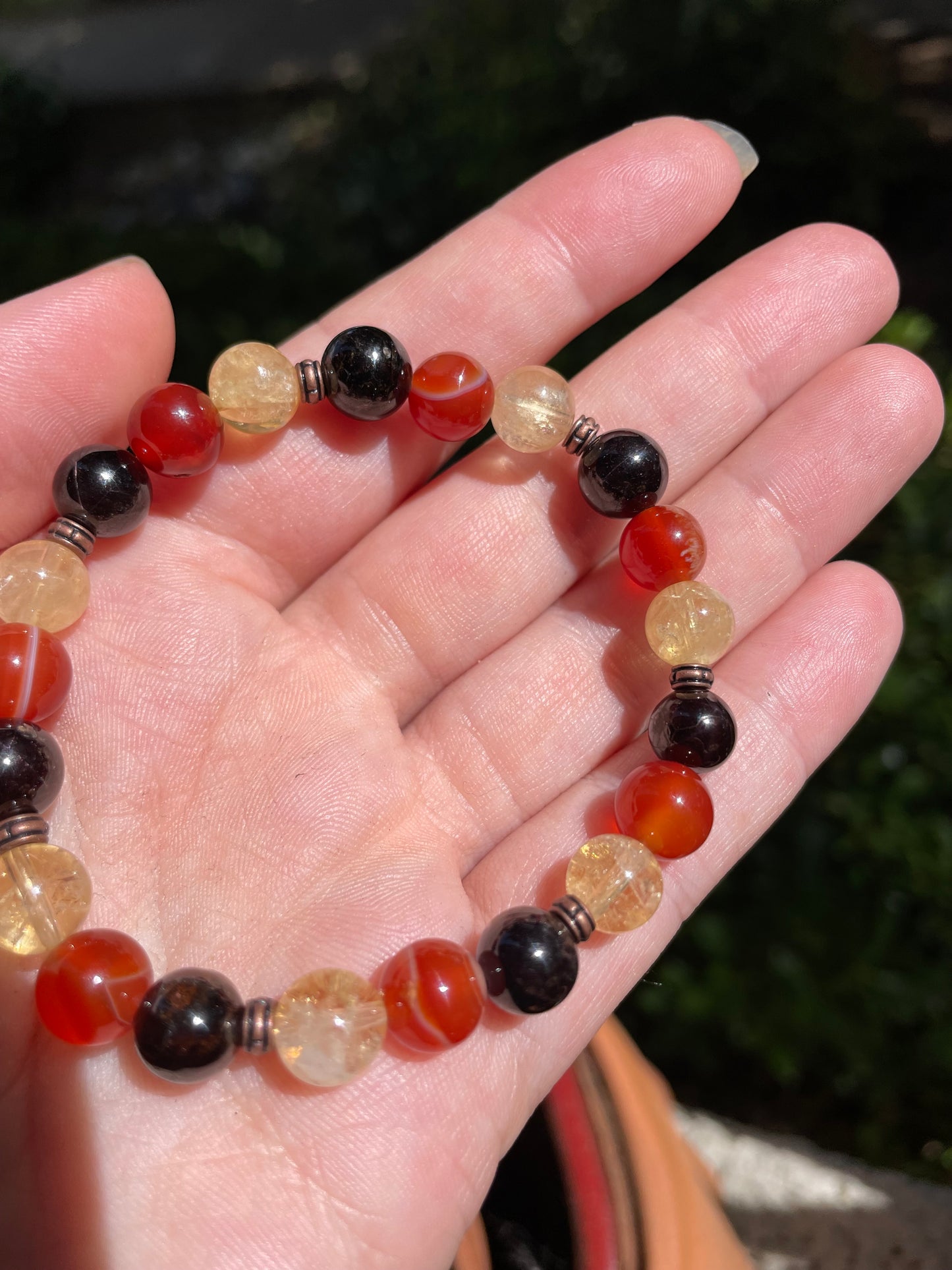 Carnelian, Citrine & Garnet Crystal Bracelet for Confidence, Energy, Passion