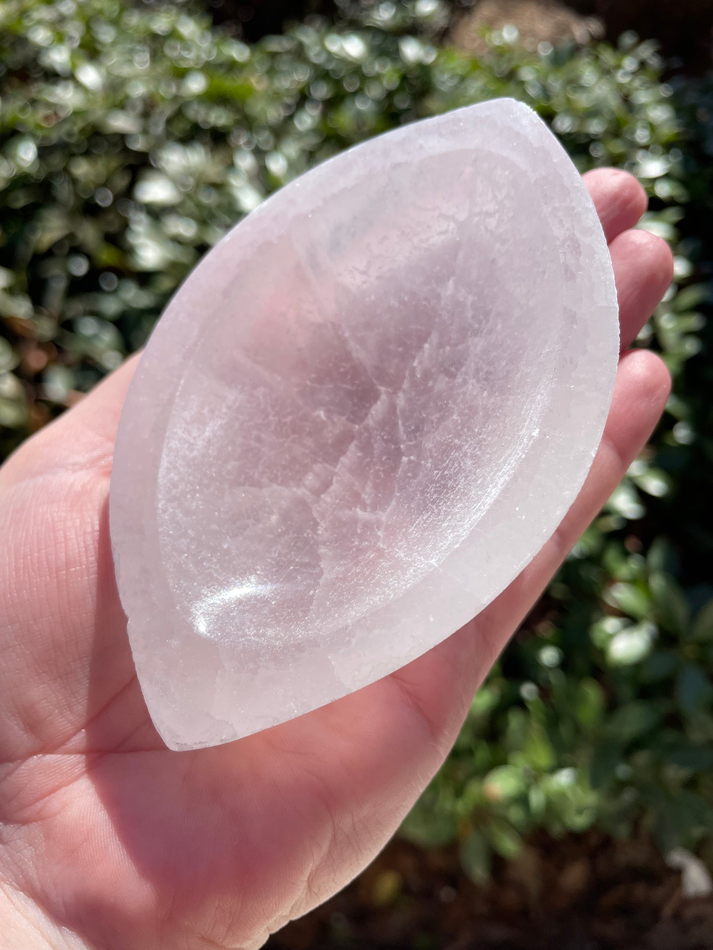 Satin Spar Selenite Oval Crystal Charging Bowl