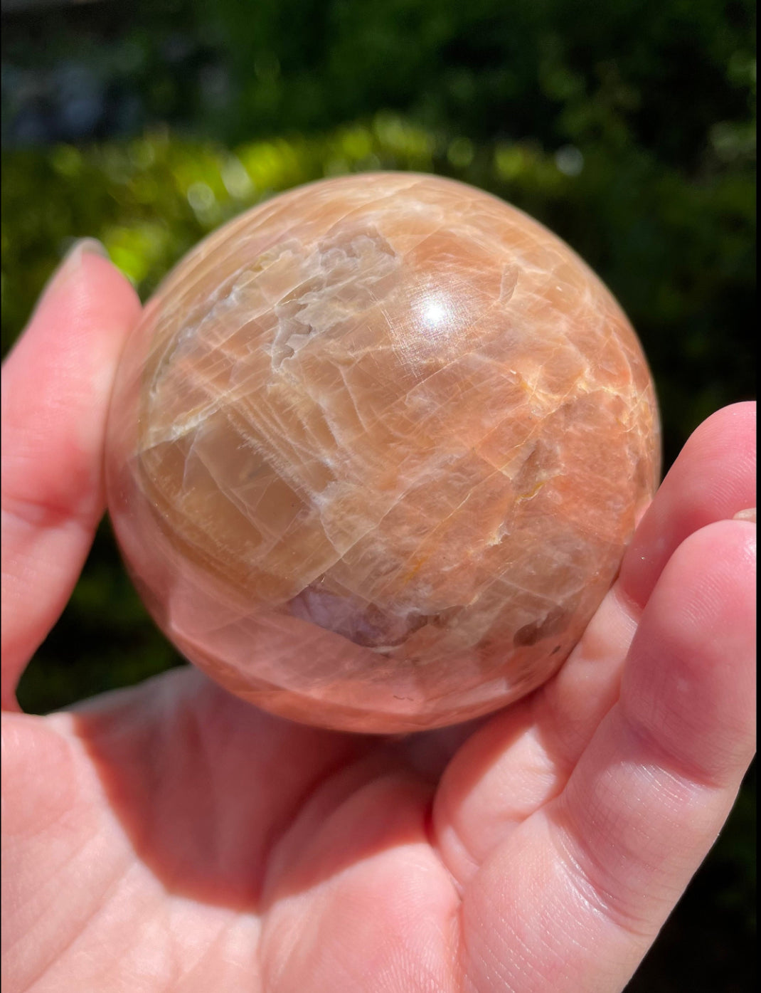 Peach Moonstone with Golden Healer and Sunstone Crystal Sphere